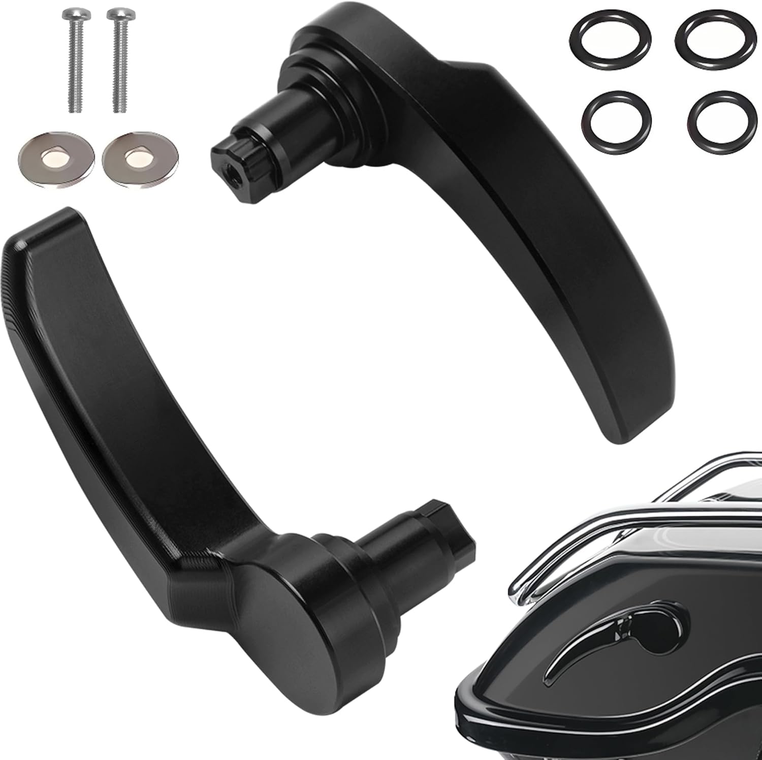 Harley Saddlebag Latches - Perfect Fit, Easy Installation Compatible for Touring Street Glide Electra Road King 2014-2023 (Black) Black - Image 1