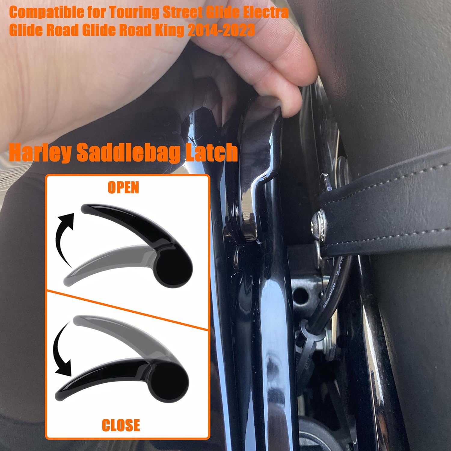 Harley Saddlebag Latches - Perfect Fit, Easy Installation Compatible for Touring Street Glide Electra Road King 2014-2023 (Black) Black - Image 3