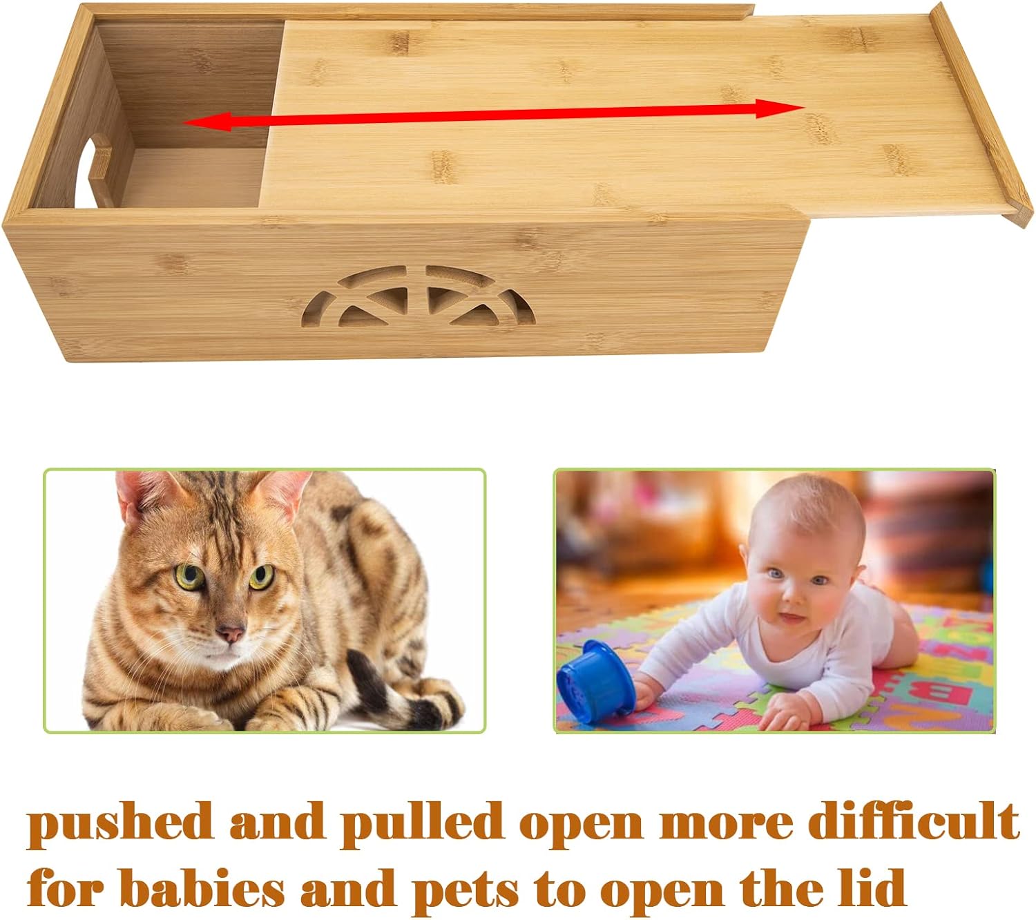 Cable Management Box,Cord Organizer Box,Bamboo Box for fit Desk Computer USB Behind TV Home Hall Power - - Image 7