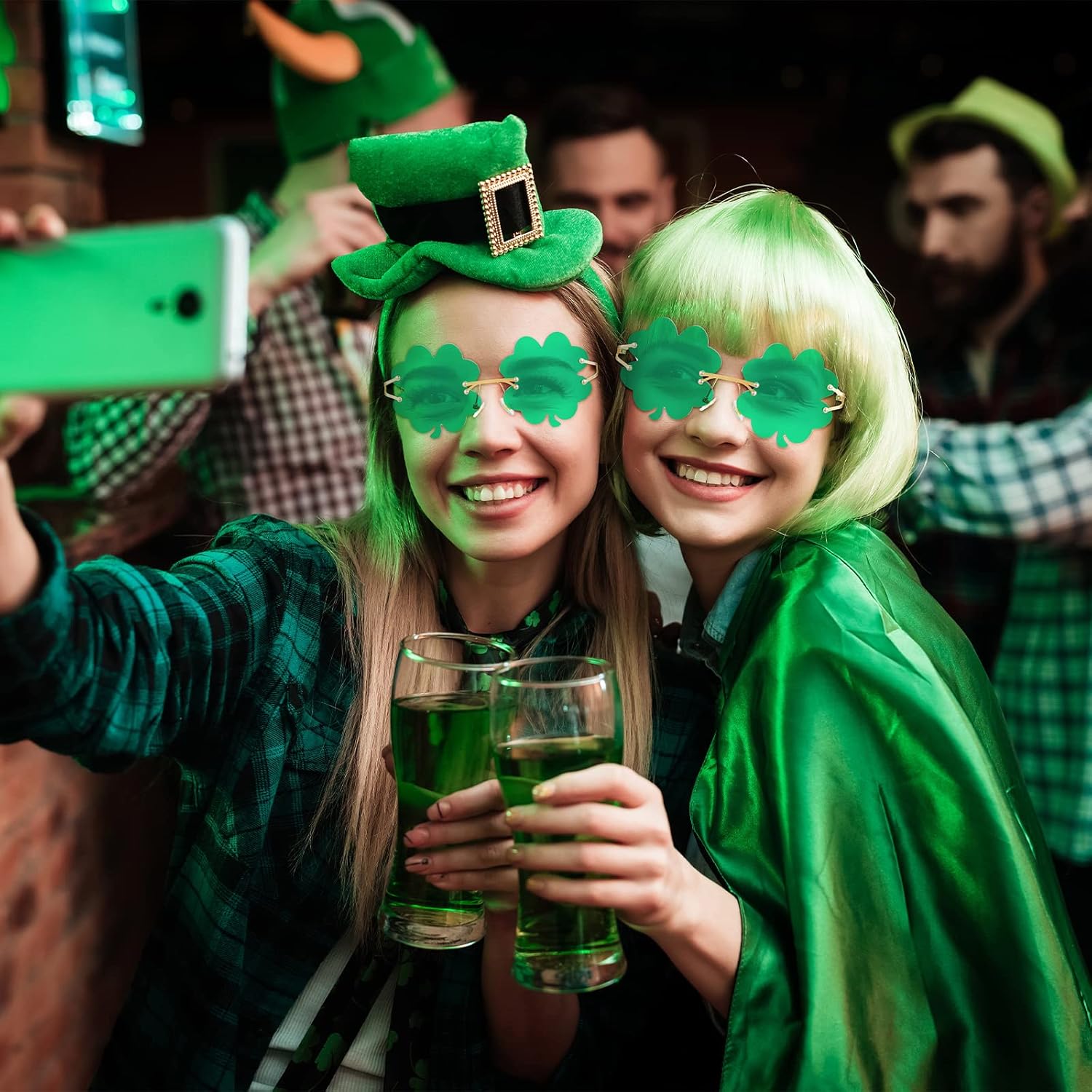 4 Pairs St. Patrick's Day Glasses Accessories Irish Shamrock Sunglasses Decor Party Favors Supplies Leprechaun Costume Green for Women Men - - Image 4