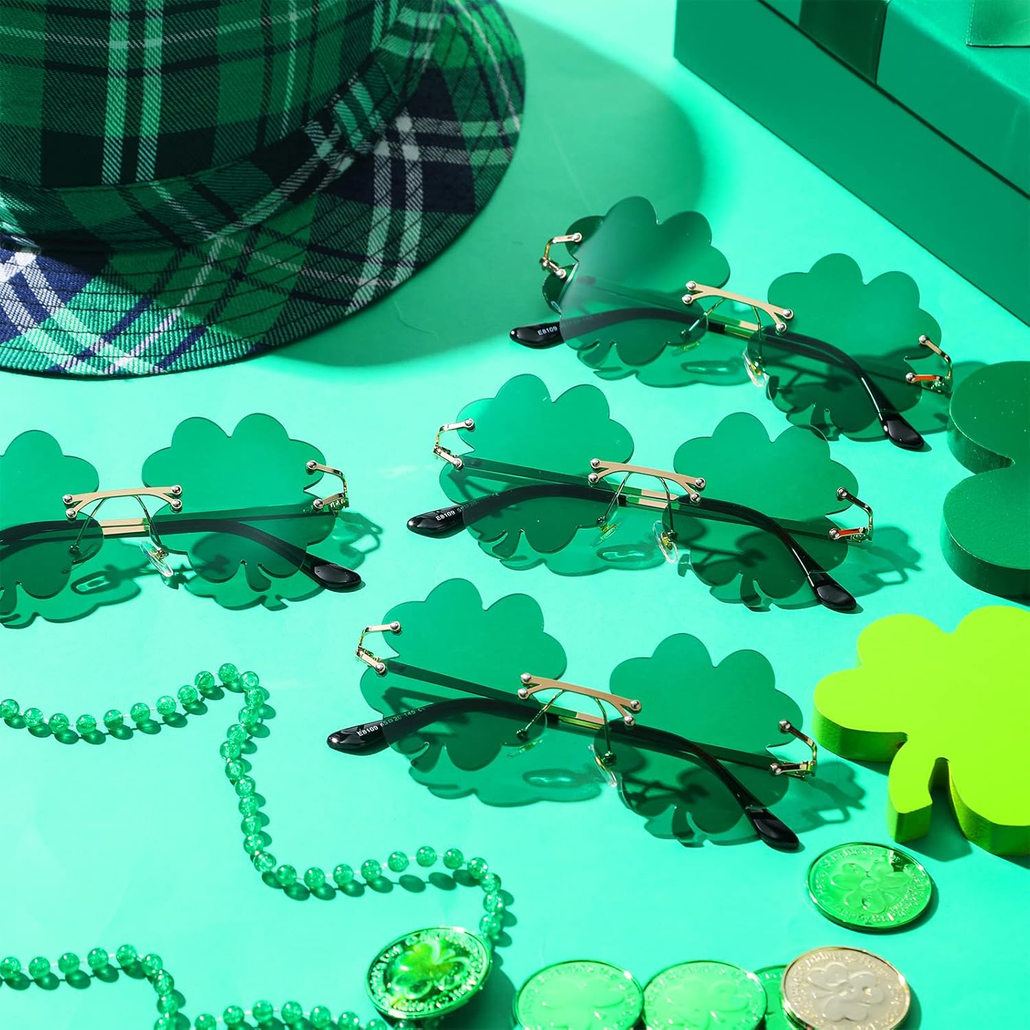 4 Pairs St. Patrick's Day Glasses Accessories Irish Shamrock Sunglasses Decor Party Favors Supplies Leprechaun Costume Green for Women Men - - Image 7