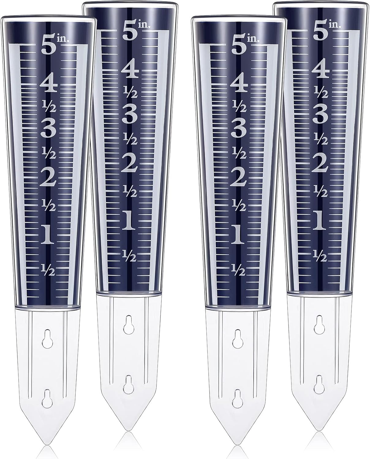 4 Pcs 5 Inch Capacity Rain Gauge Outdoor Easy to Read Acrylic Gauges Measure and Monitor Precipitation Magnifying Scale Numbers for Garden Yard Field Lawn (Blue) Blue - - Image 1