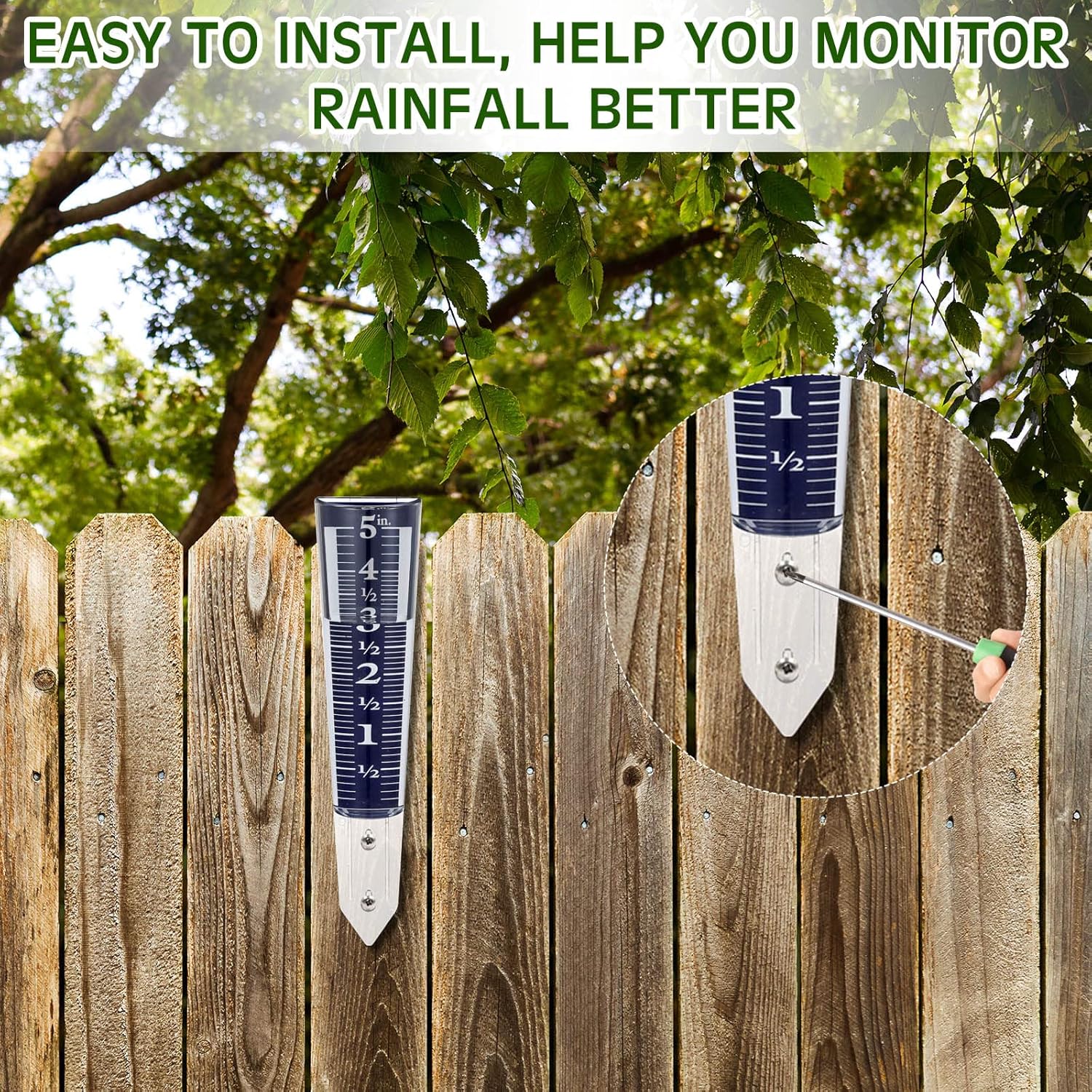 4 Pcs 5 Inch Capacity Rain Gauge Outdoor Easy to Read Acrylic Gauges Measure and Monitor Precipitation Magnifying Scale Numbers for Garden Yard Field Lawn (Blue) Blue - - Image 5