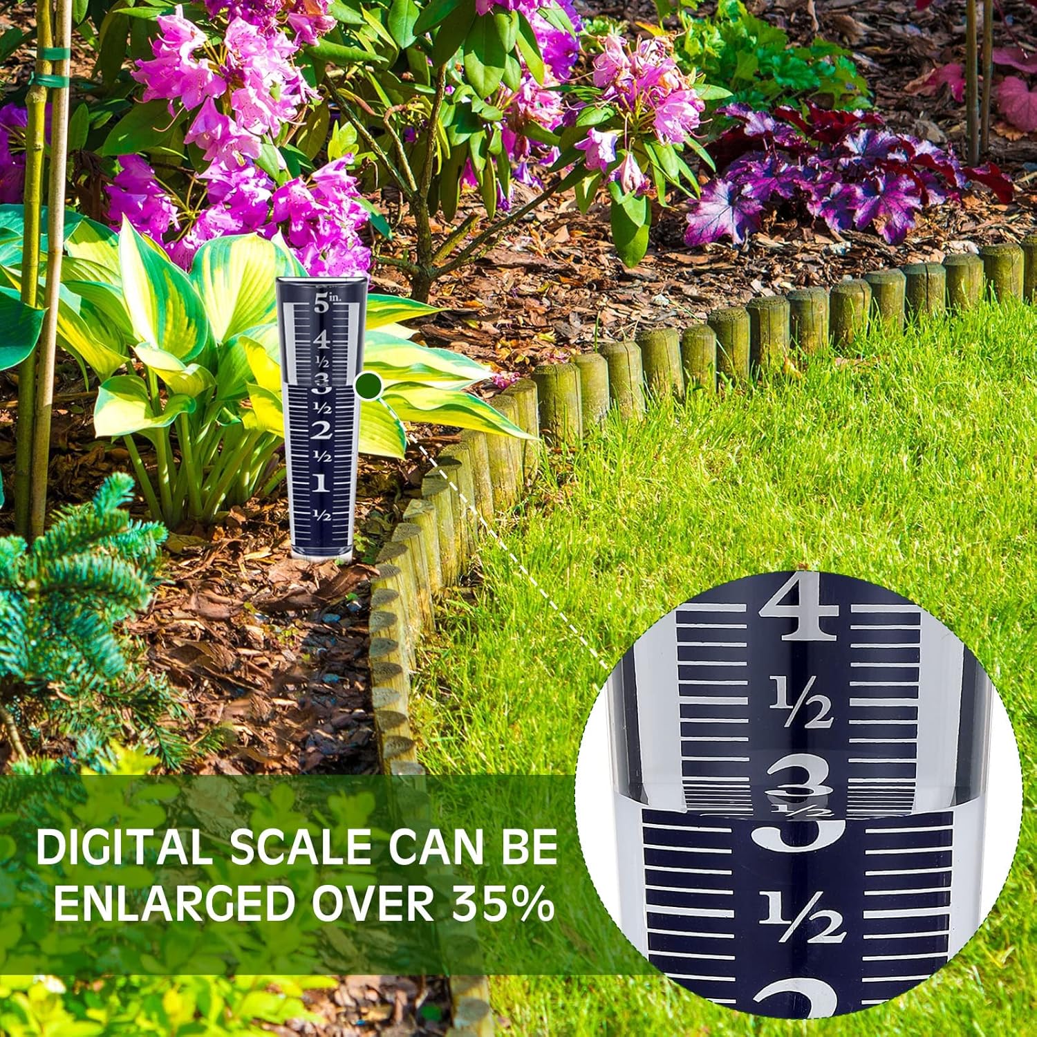 4 Pcs 5 Inch Capacity Rain Gauge Outdoor Easy to Read Acrylic Gauges Measure and Monitor Precipitation Magnifying Scale Numbers for Garden Yard Field Lawn (Blue) Blue - - Image 6