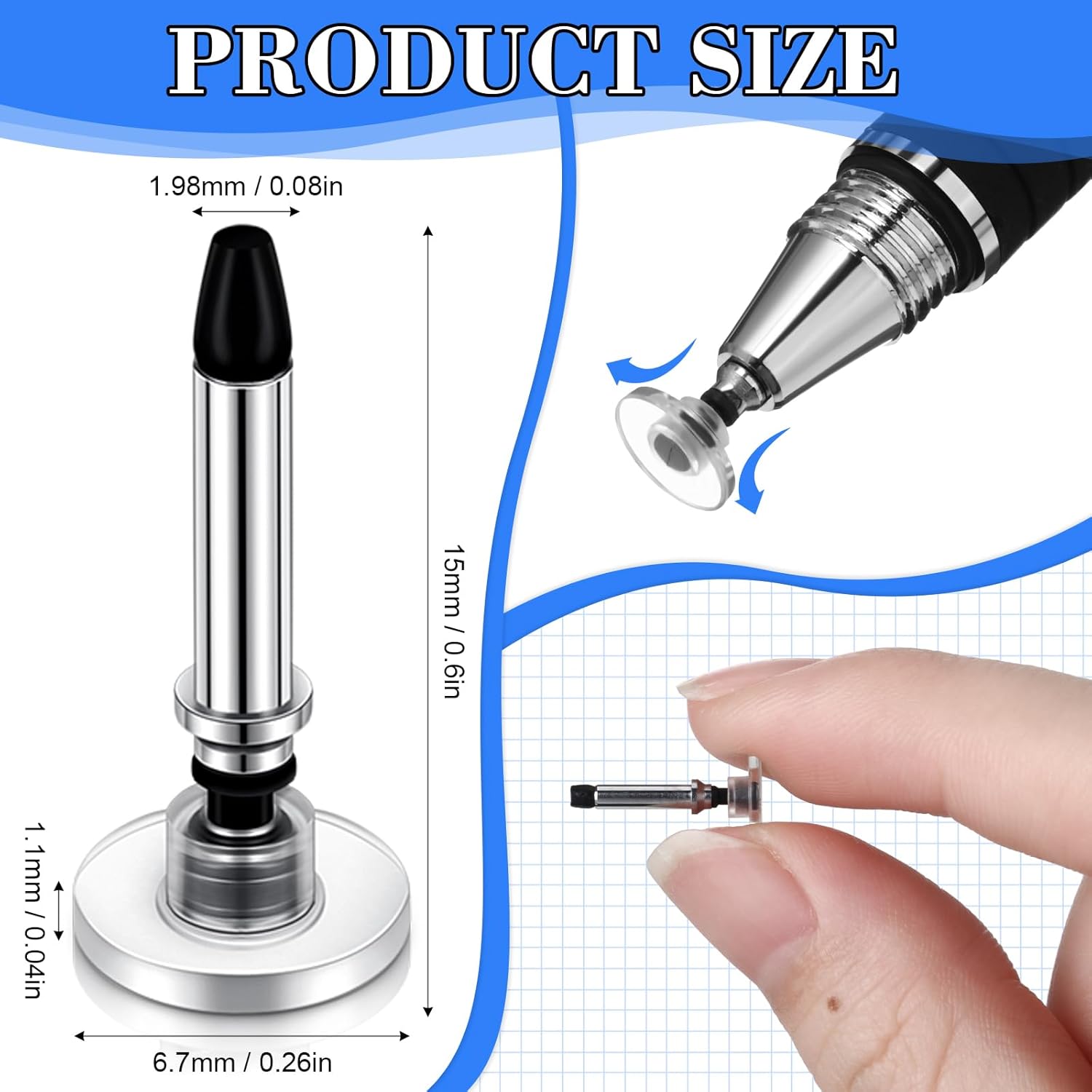 36 Pieces Stylus Pen Tips Replacement Only High Precision Replaceable Disc Tops Universal Round Shape Penpoint for Touch Screen Devices Daily Using Supplies - - Image 2