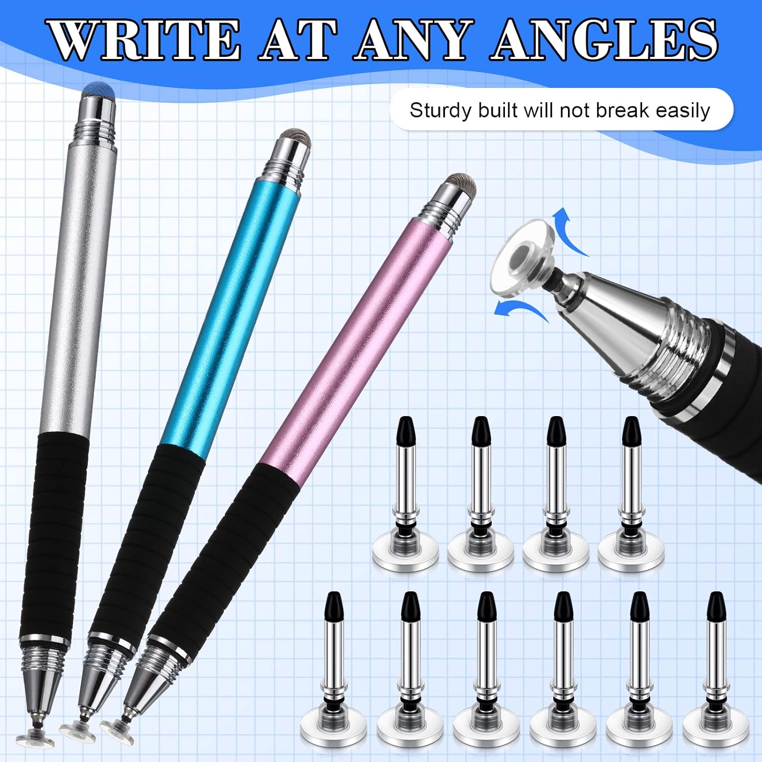 36 Pieces Stylus Pen Tips Replacement Only High Precision Replaceable Disc Tops Universal Round Shape Penpoint for Touch Screen Devices Daily Using Supplies - - Image 3