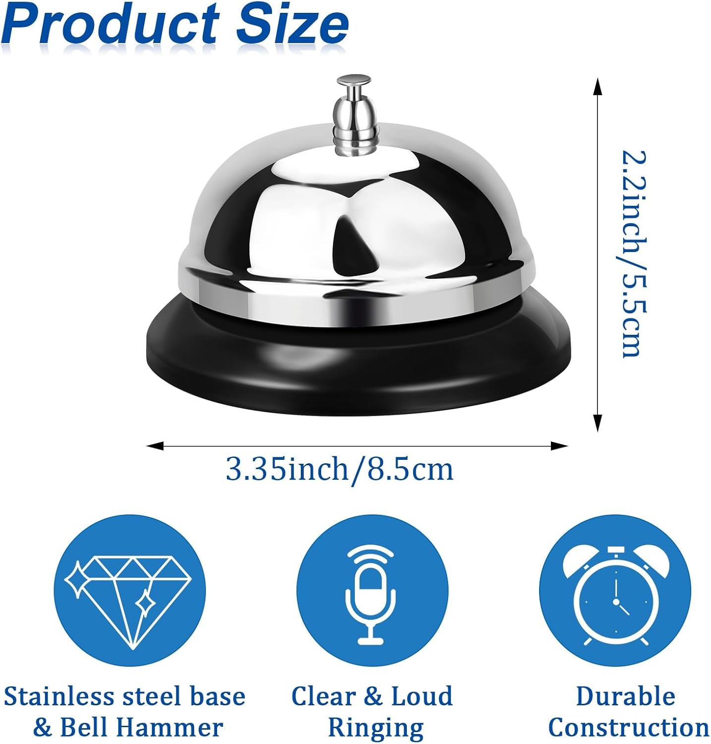 48 Packs Call Bell 3.35 Inch Diameter with Metal Anti-rust Construction Service for Hotels, Schools, Restaurants, Reception Areas, Hospitals, Warehouses - - Image 4