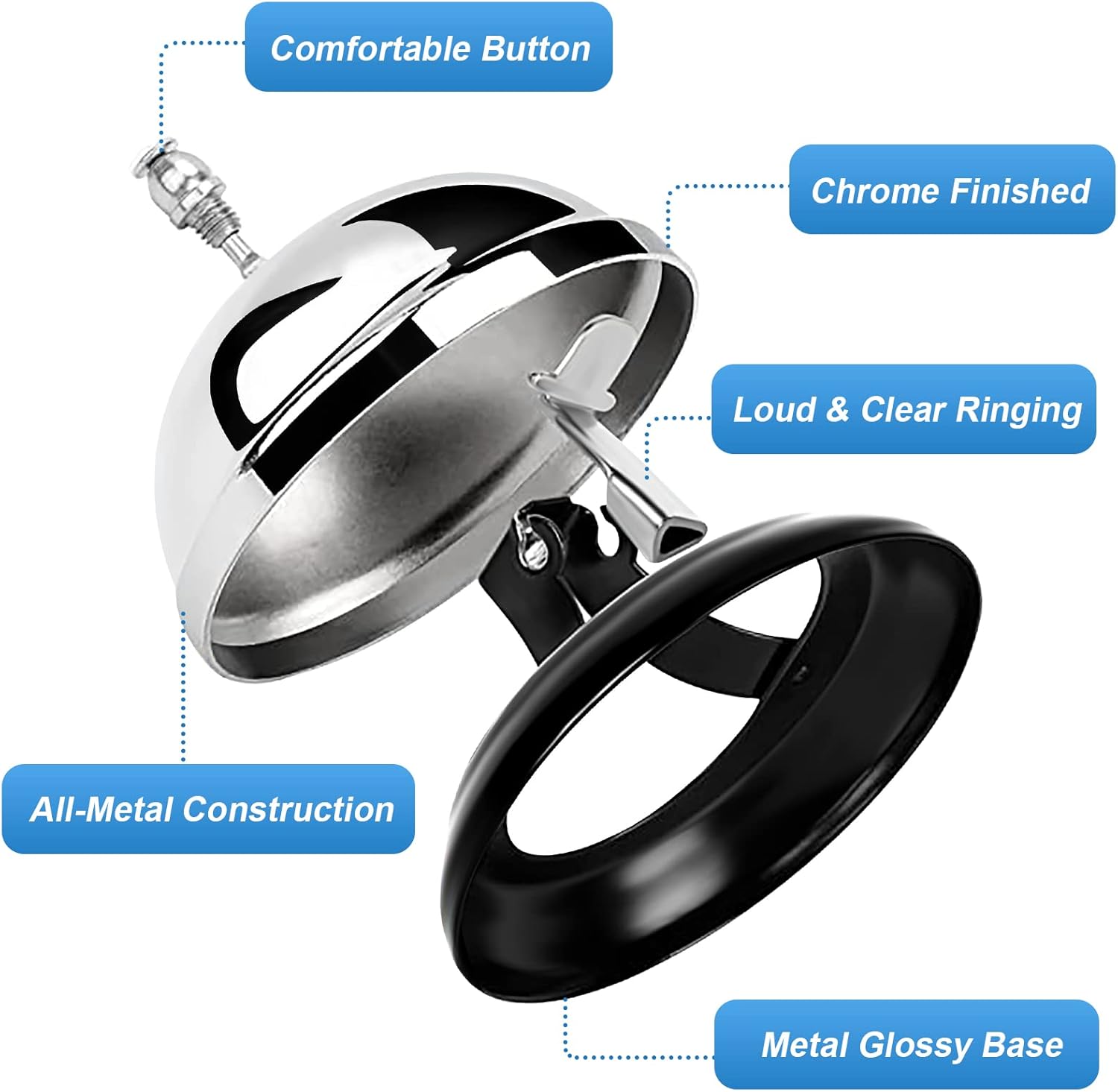 48 Packs Call Bell 3.35 Inch Diameter with Metal Anti-rust Construction Service for Hotels, Schools, Restaurants, Reception Areas, Hospitals, Warehouses - - Image 5