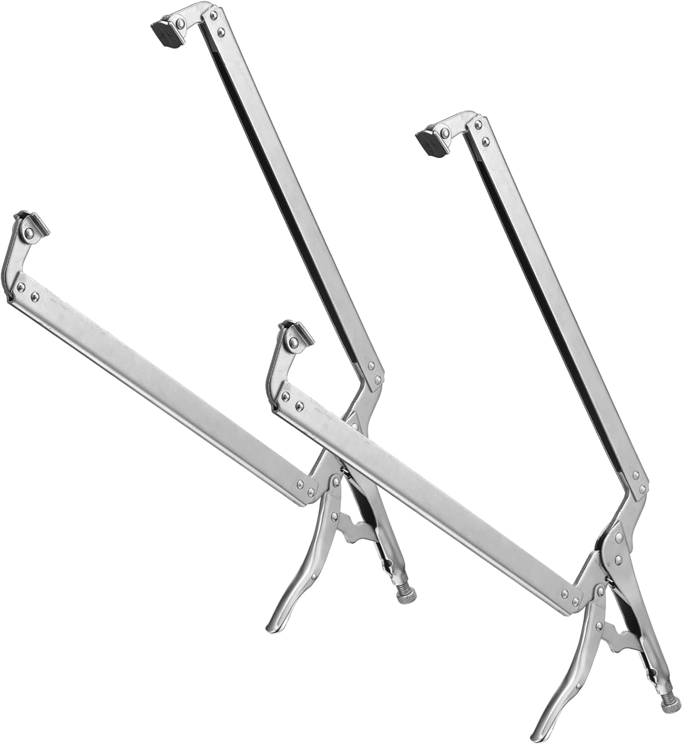 2 Pcs 24 Inch Locking C Clamp Large Opening Jaws Pliers Adjustable with Grip Swivel Pads Alloy Steel for Shop Home Farm Auto Workshop Woodworking Repair, Silver - - Image 1