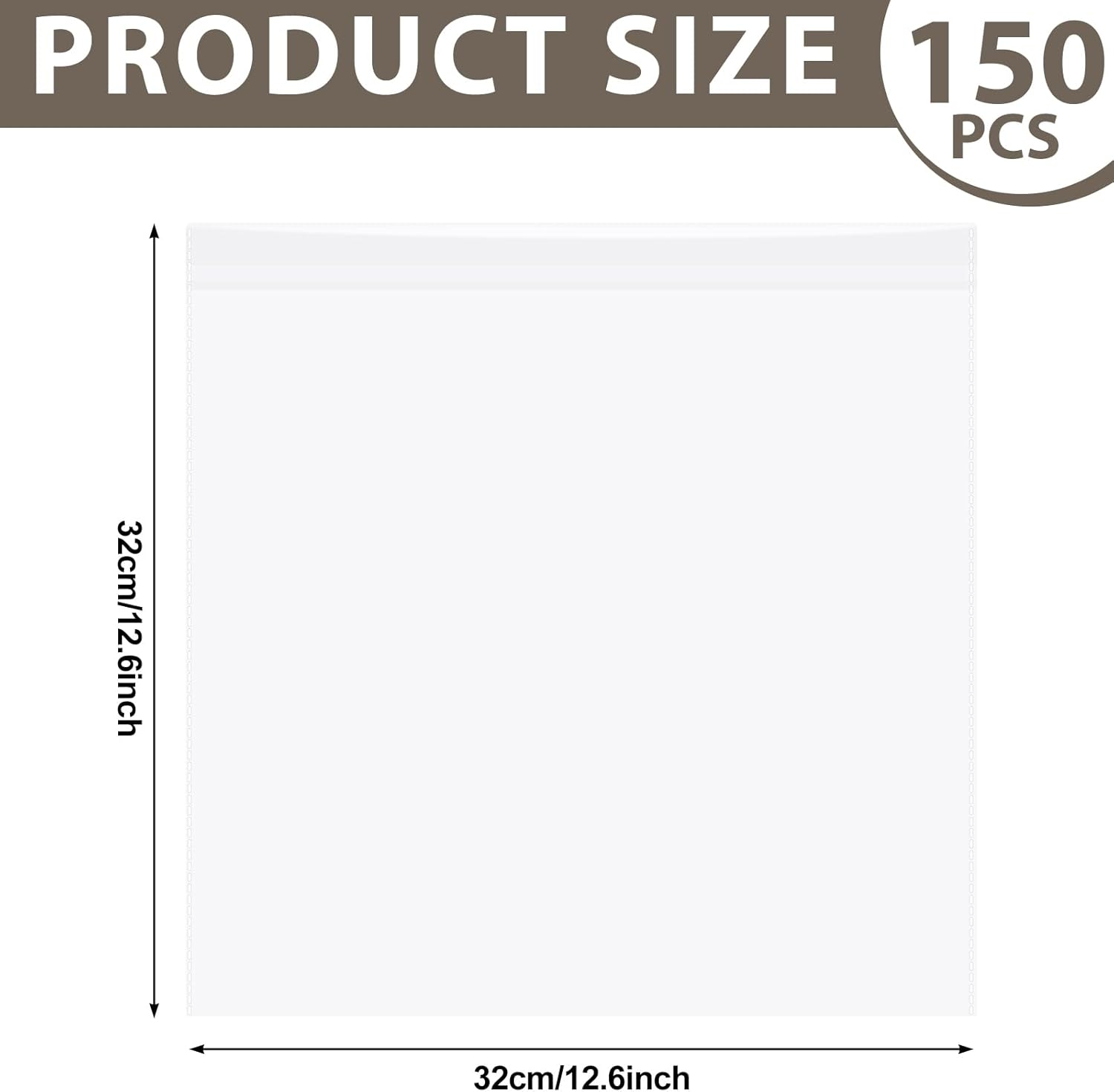 150 Pcs 12 x Inch Clear Cellophane Plastic Bags Self Adhesive Cello Bag Scrapbook Paper Cardstock Organizer Resealable Sleeves for Art Cloth Invitation Card Photo Record Party Favor Gift - - Image 2