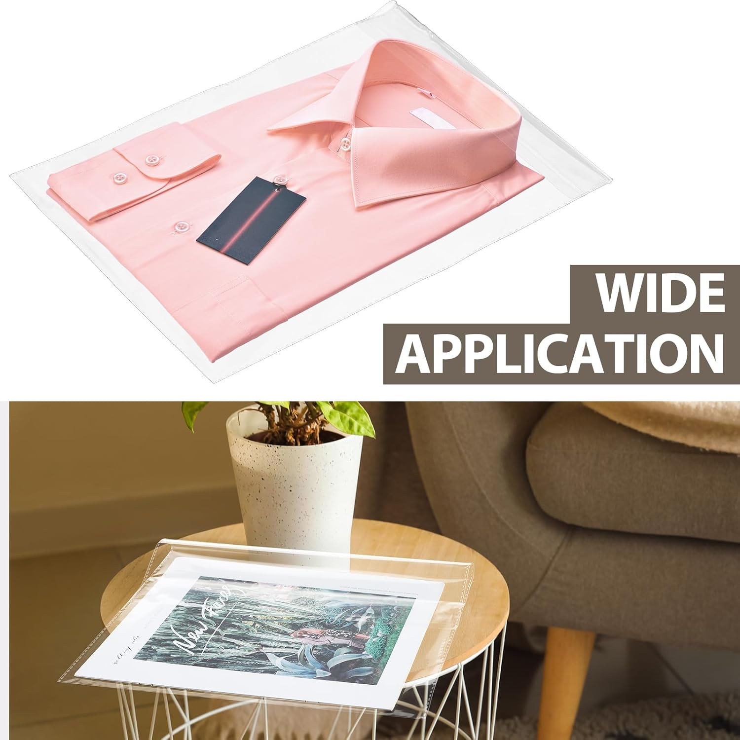 150 Pcs 12 x Inch Clear Cellophane Plastic Bags Self Adhesive Cello Bag Scrapbook Paper Cardstock Organizer Resealable Sleeves for Art Cloth Invitation Card Photo Record Party Favor Gift - - Image 3