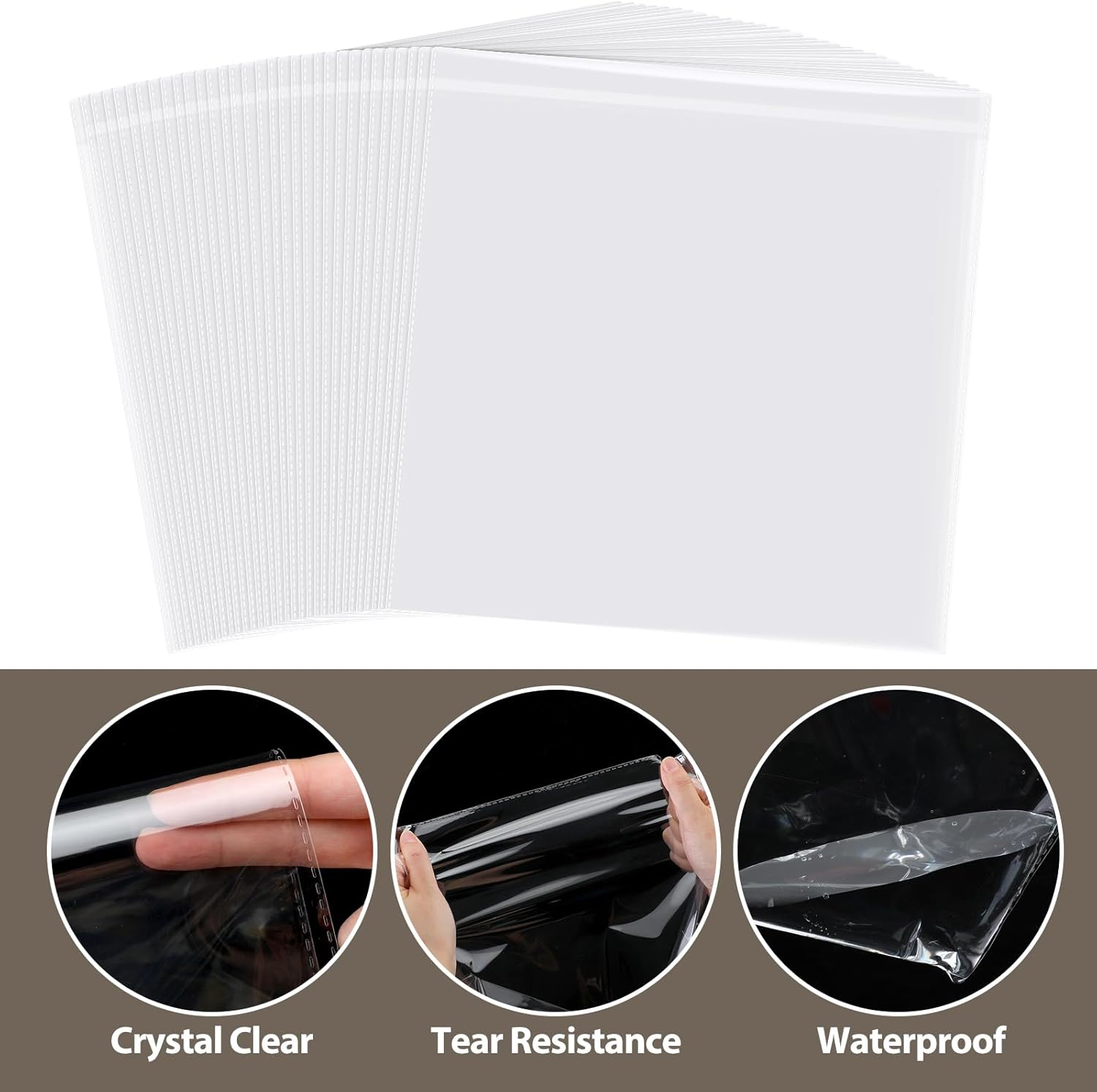 150 Pcs 12 x Inch Clear Cellophane Plastic Bags Self Adhesive Cello Bag Scrapbook Paper Cardstock Organizer Resealable Sleeves for Art Cloth Invitation Card Photo Record Party Favor Gift - - Image 4