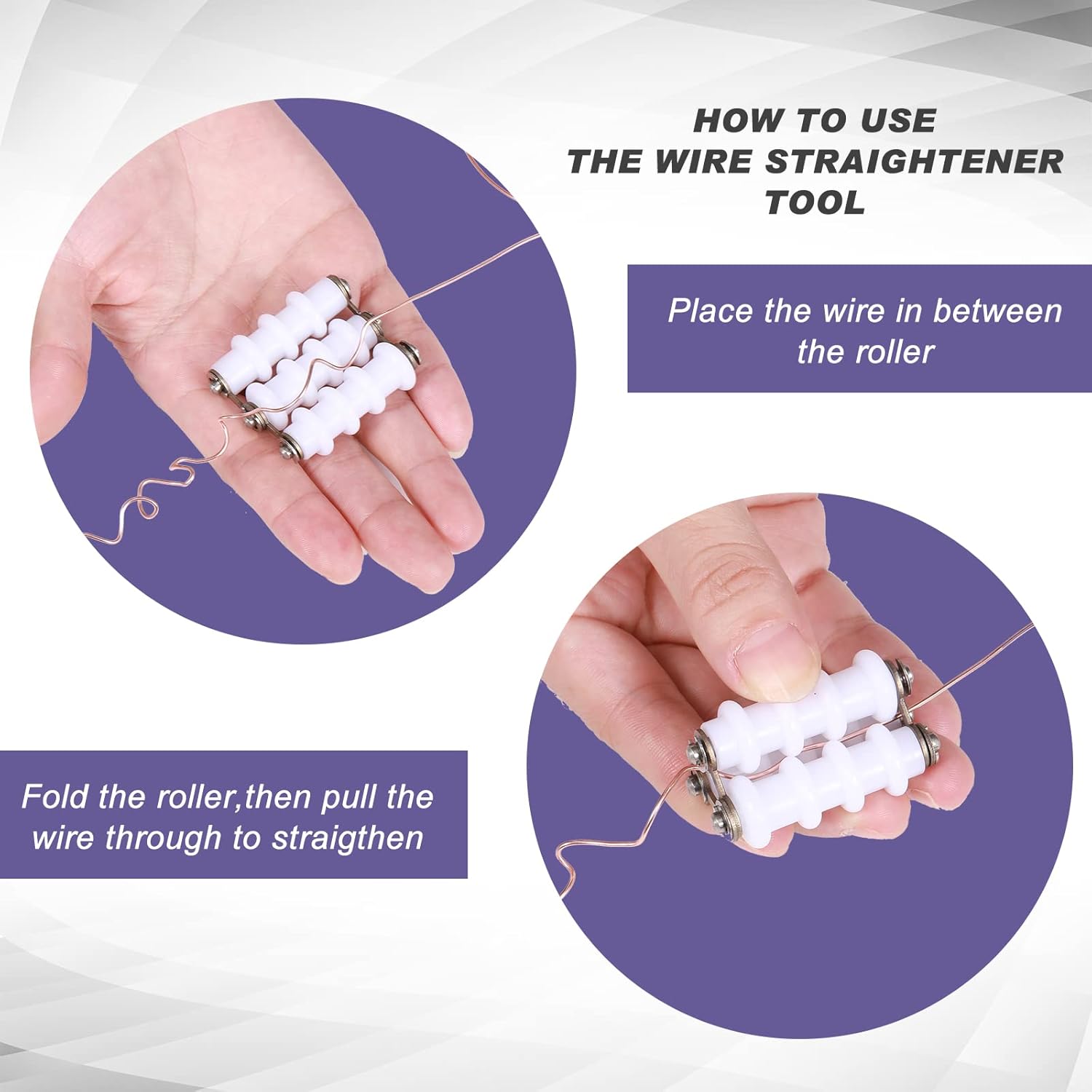2 Pieces Jewelry Wire Straightener Tools Nylon Floral Wrapping for Making DIY Crafts Aluminum Craft Line Straightening, 3 Rollers - - Image 3