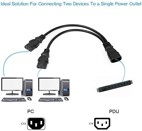 4-Pack UPS Server Y Splitter C14 to 2 x C13 Power Extension Cable - Image 5