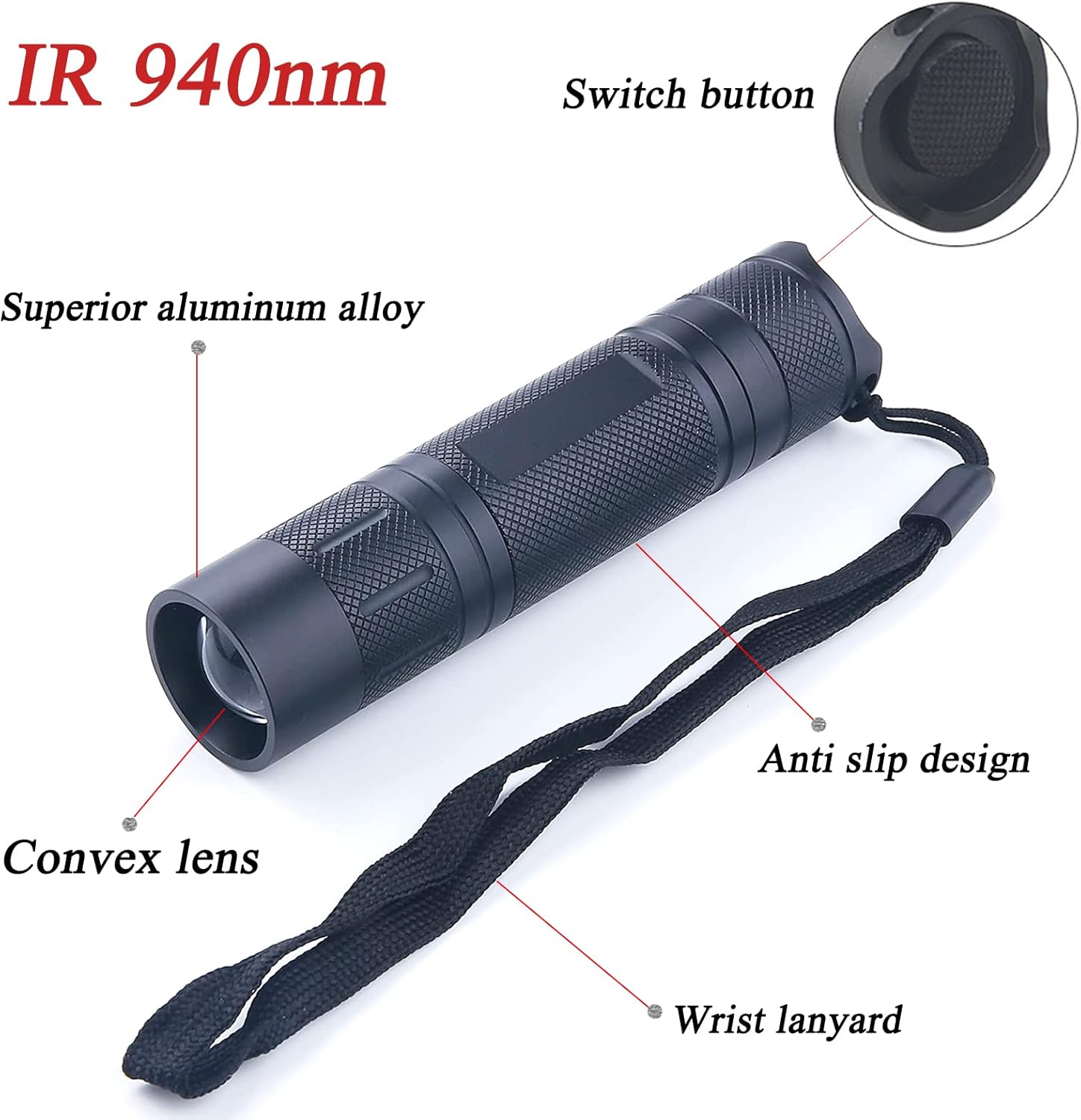 IR LED Illuminator Flashlight Zoomable 940nm Infrared Night - Image 6