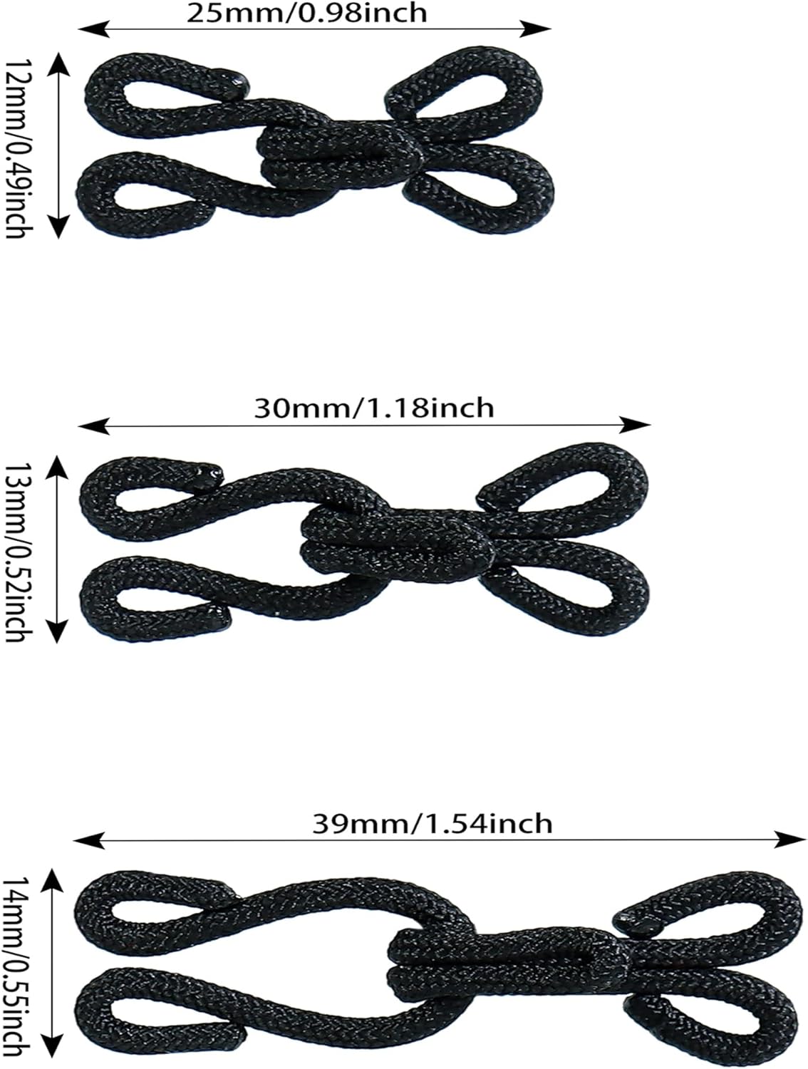 30 Pcs Sewing Hook and Eye Closure Fur Hooks Eyes for Crafts Clothing Locks Bras Coats DIY Craft Projects Pet (Black) BLACK - Image 2
