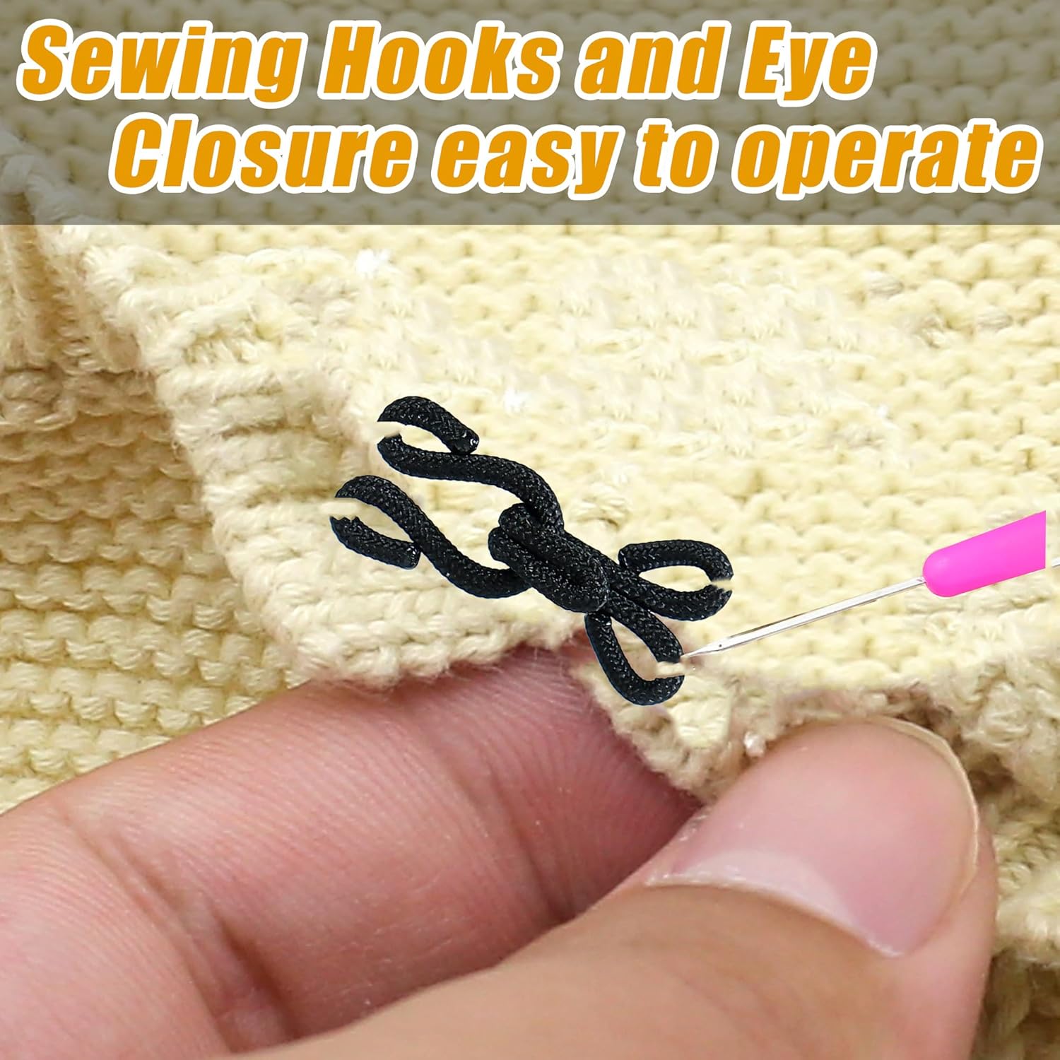 30 Pcs Sewing Hook and Eye Closure Fur Hooks Eyes for Crafts Clothing Locks Bras Coats DIY Craft Projects Pet (Black) BLACK - Image 7