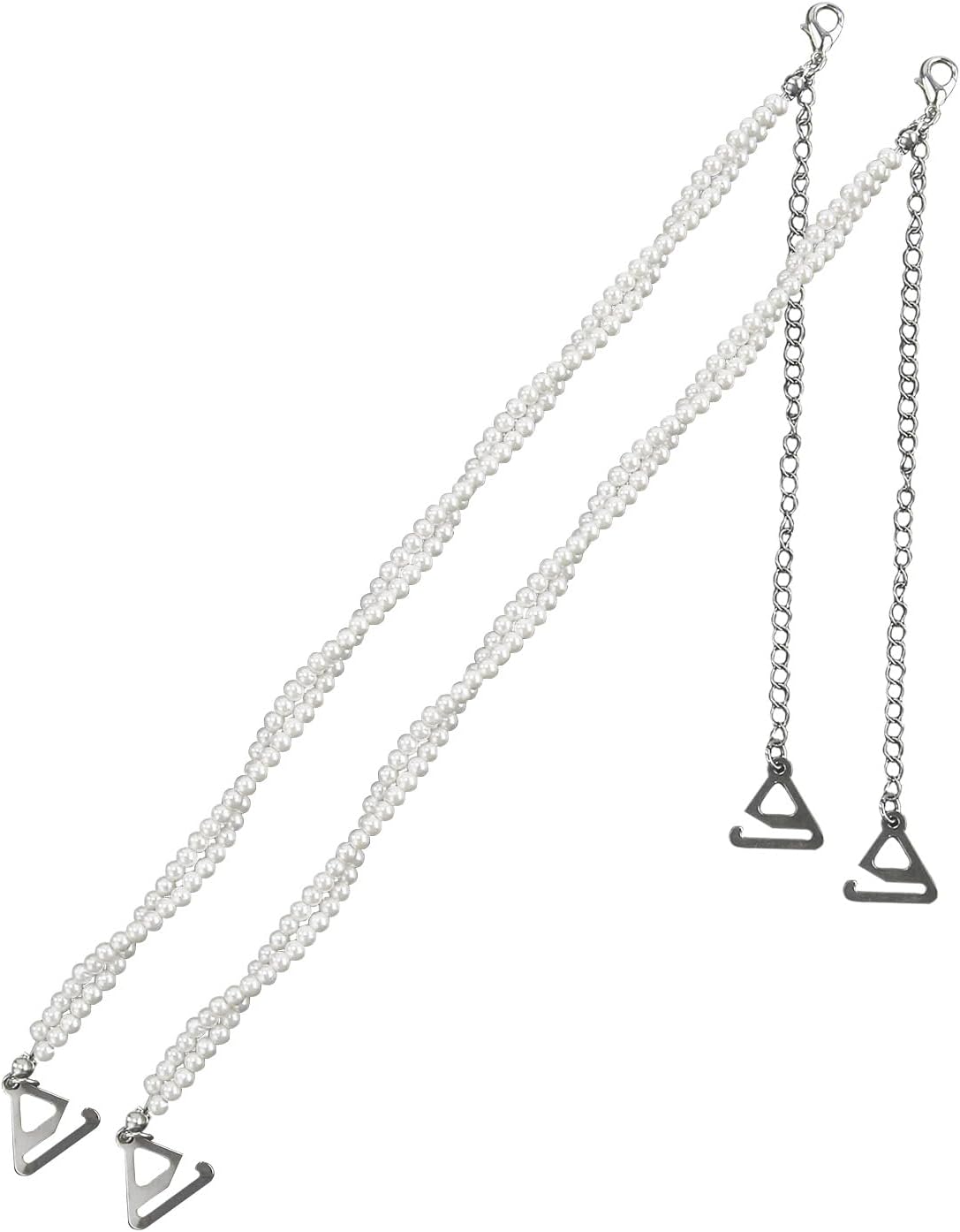 Elegant Pearl Alloy Chain Bra Shoulder Straps Removable Fashion Strap Replacements Non-Slip Spiral - Image 1