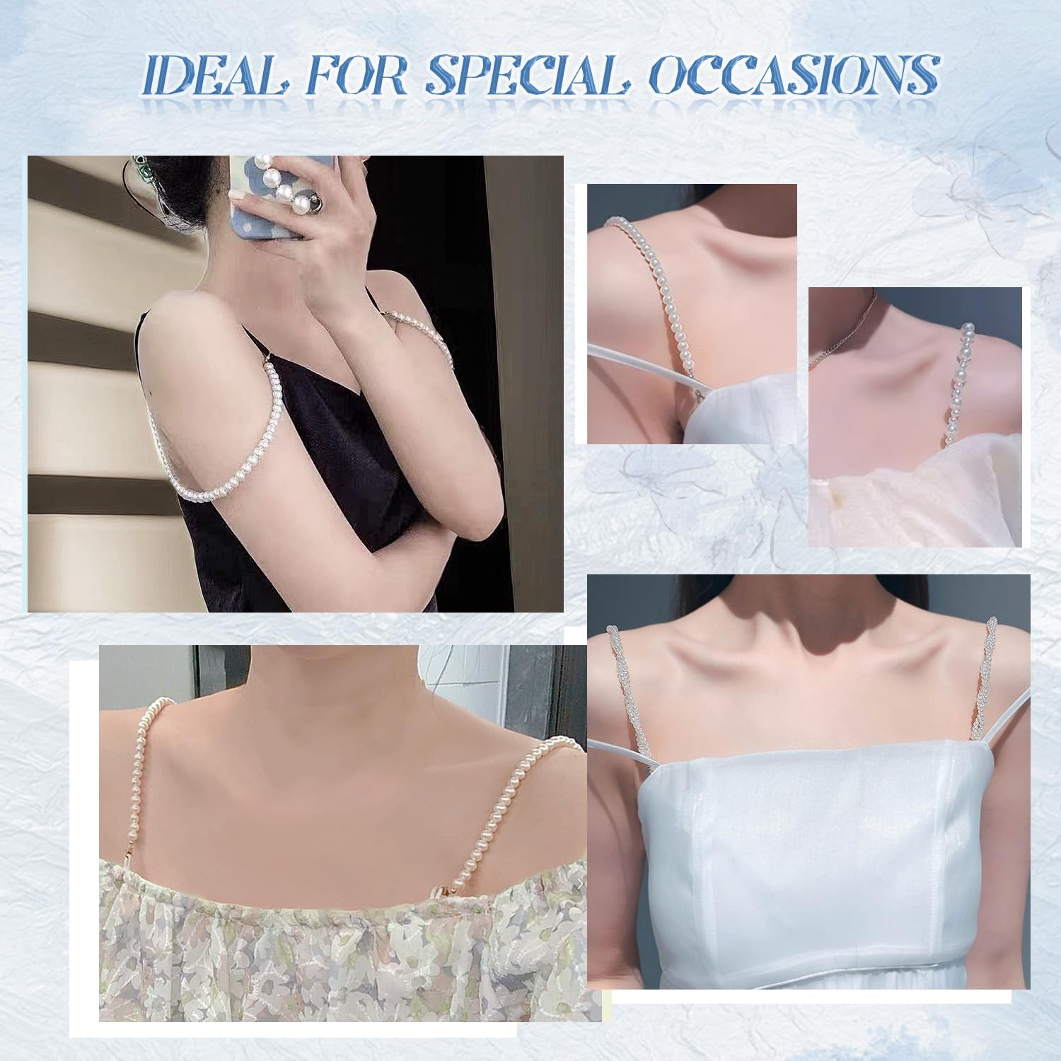 Elegant Pearl Alloy Chain Bra Shoulder Straps Removable Fashion Strap Replacements Non-Slip Spiral - Image 6