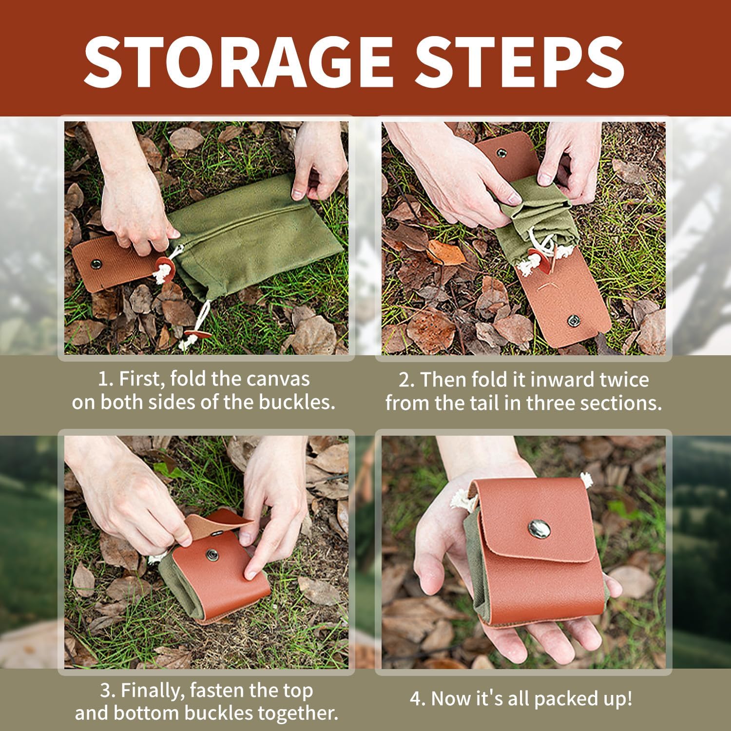 Foraging Bag Foldable Canvas Waist Pack for Outdoor Picking, Camping & Hiking, Belt Pouch with Drawstring Fruit Picking Bag, Multi-Purpose Storage Mushrooms, Nuts, Tools (Army Green) - Image 3