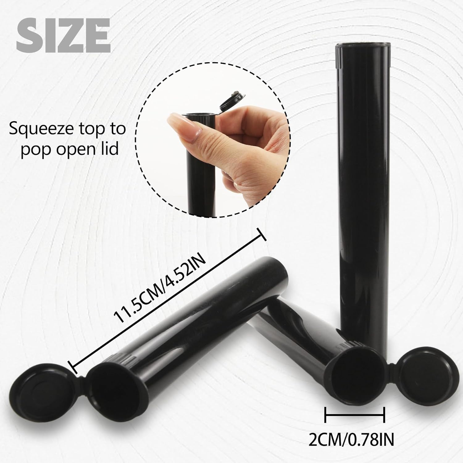 116mm 6pcs Waterproof Cigarette Storage Tubes Squeeze Bottles with Caps Airtight Sealing Plastic Container Protect Pre-Roll Cigarettes Cigarillos (Black) - Image 2