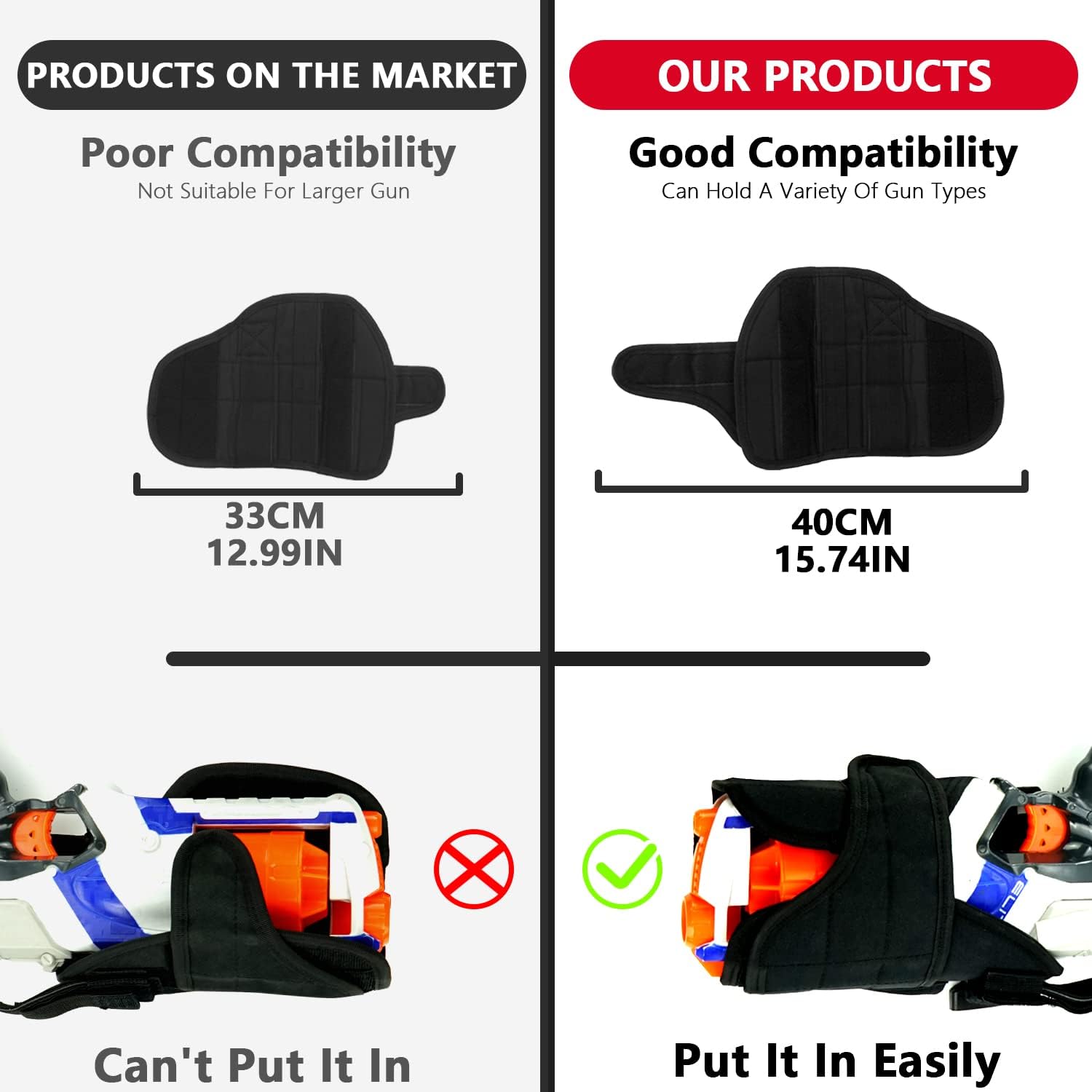 Adjustable Tactical Leg Holster Compatible for Nerf Elite Series Blaster(Black) Black - Image 2