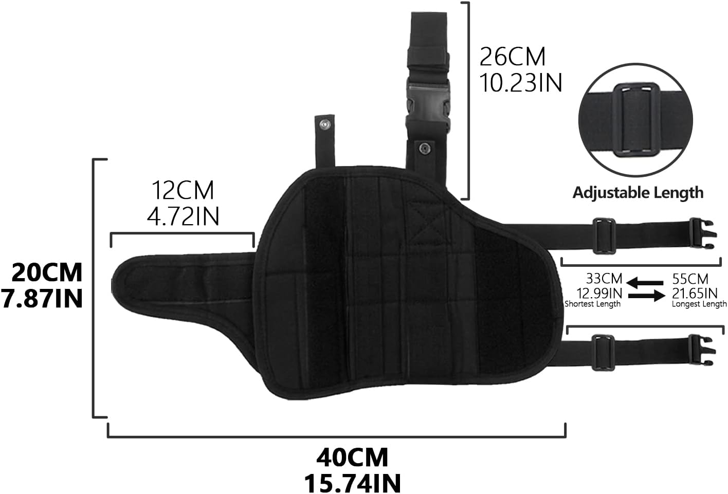 Adjustable Tactical Leg Holster Compatible for Nerf Elite Series Blaster(Black) Black - Image 4
