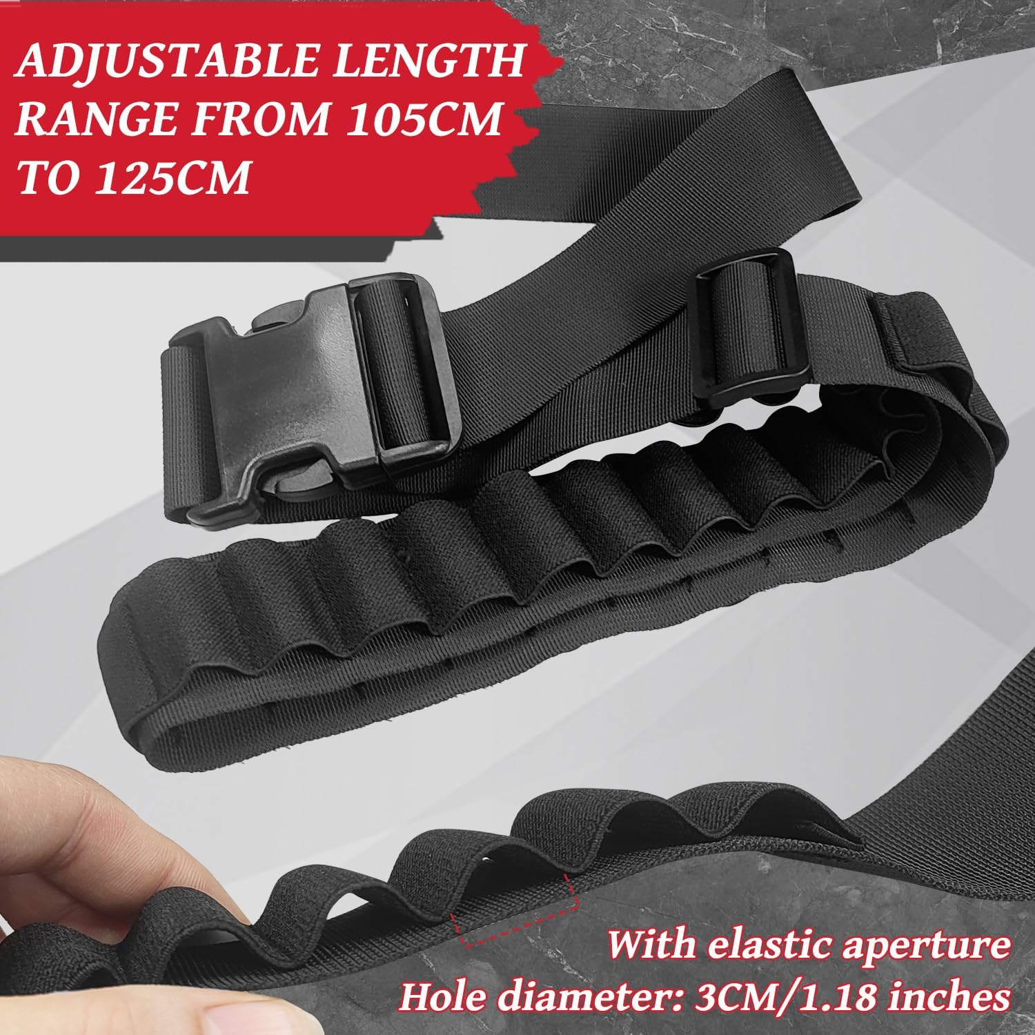 Adjustable Nylon Foam Dart Belt Strap Quick Release Buckle 27 Bullet Holes, Compatible for NERF Mega & N-Strike Elite Series, Ideal Boys Girls Gifts, Outdoor Play(Black) - Image 2