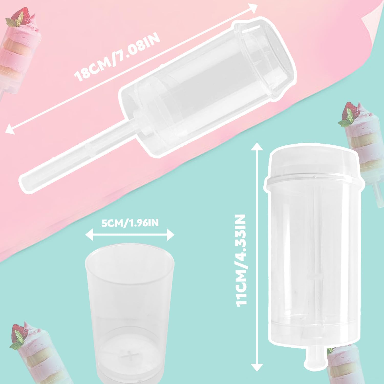 80 pcs Round Shape Clear Push-Up Cake Pop Shooter (Push Up Pops) Plastic Containers with Lids, Base & Sticks - Image 2