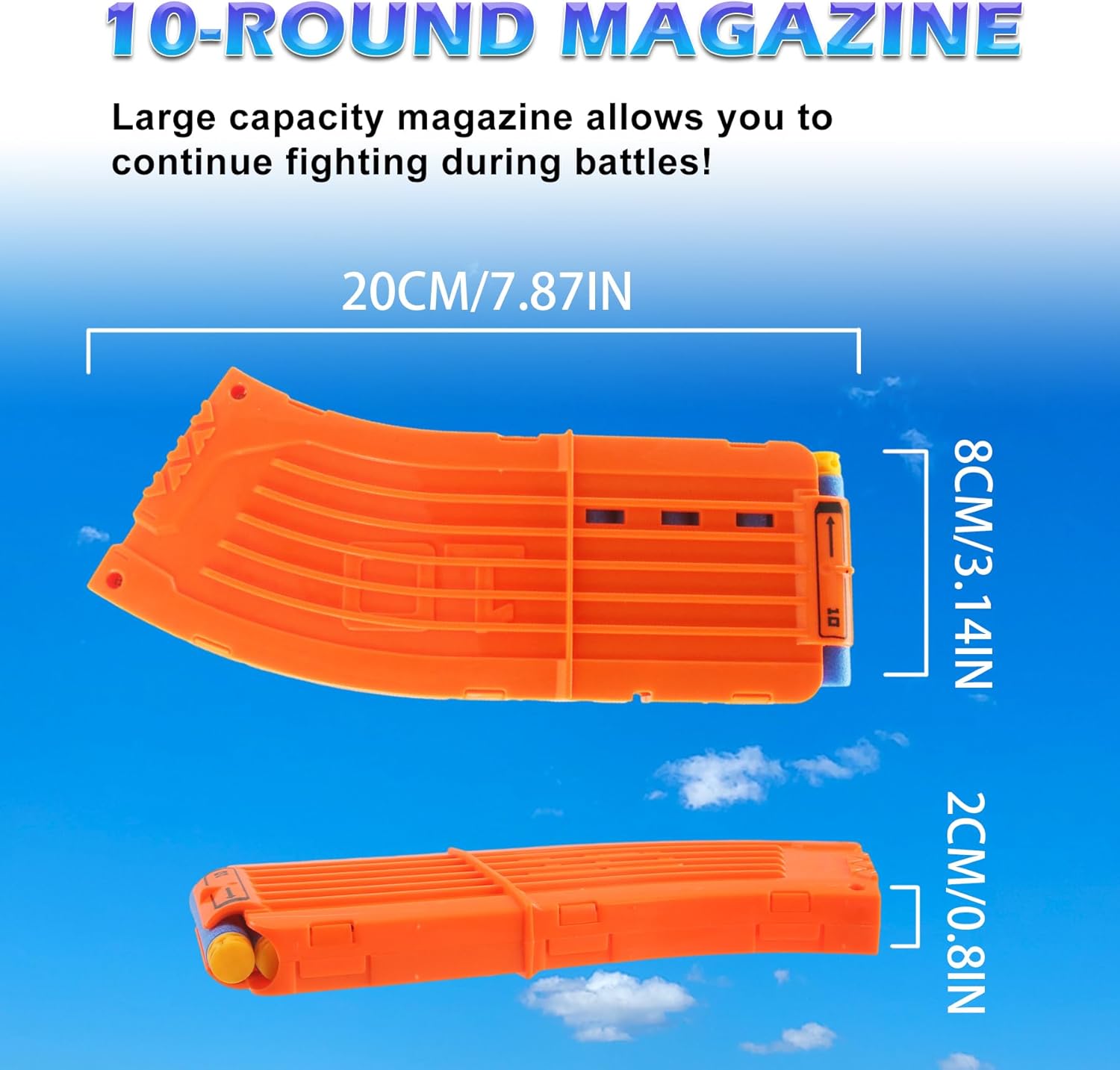 10 Darts Curved Magazine Quick Reload Clip Compatible for Nerf Elite (Orange, 2Pcs) 2pcs Orange - Image 3