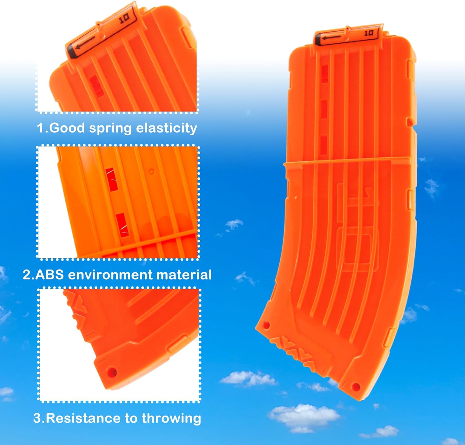 10 Darts Curved Magazine Quick Reload Clip Compatible for Nerf Elite (Orange, 2Pcs) 2pcs Orange - Image 4