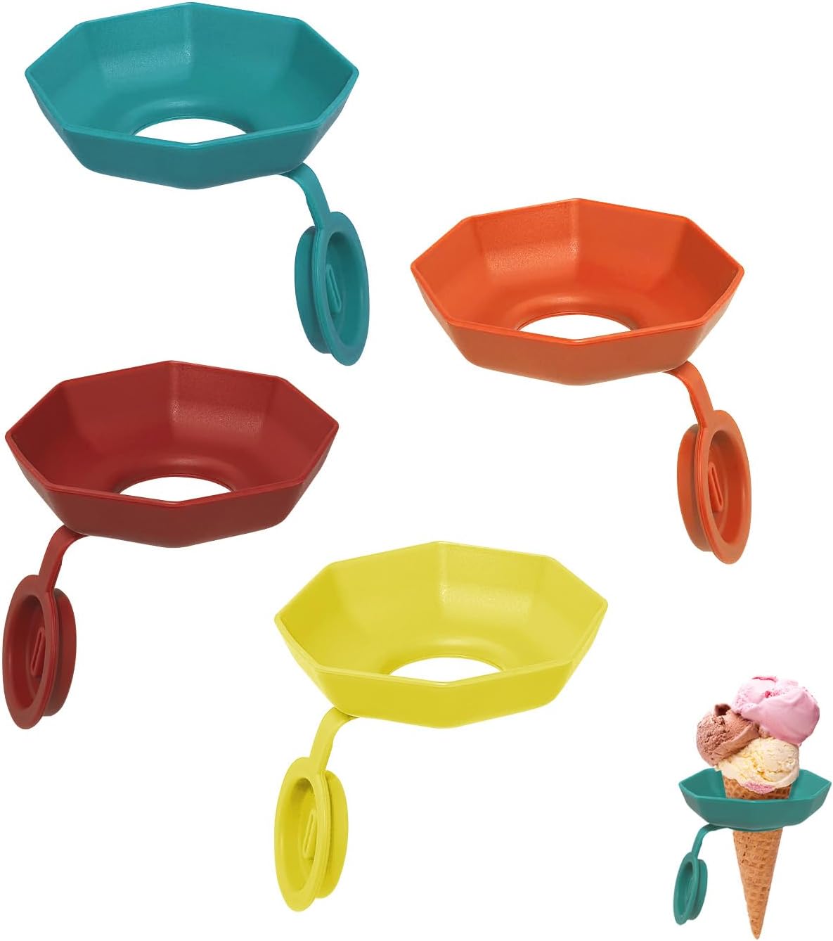 4 Pack Silicone Ice Pop and Cream Leak-Proof Holders for Kids, Portable Mess Free Cone Freeze-Proof Popsicle Tray Drip Catchers Accessories Children Summer Days Party Present - Image 1