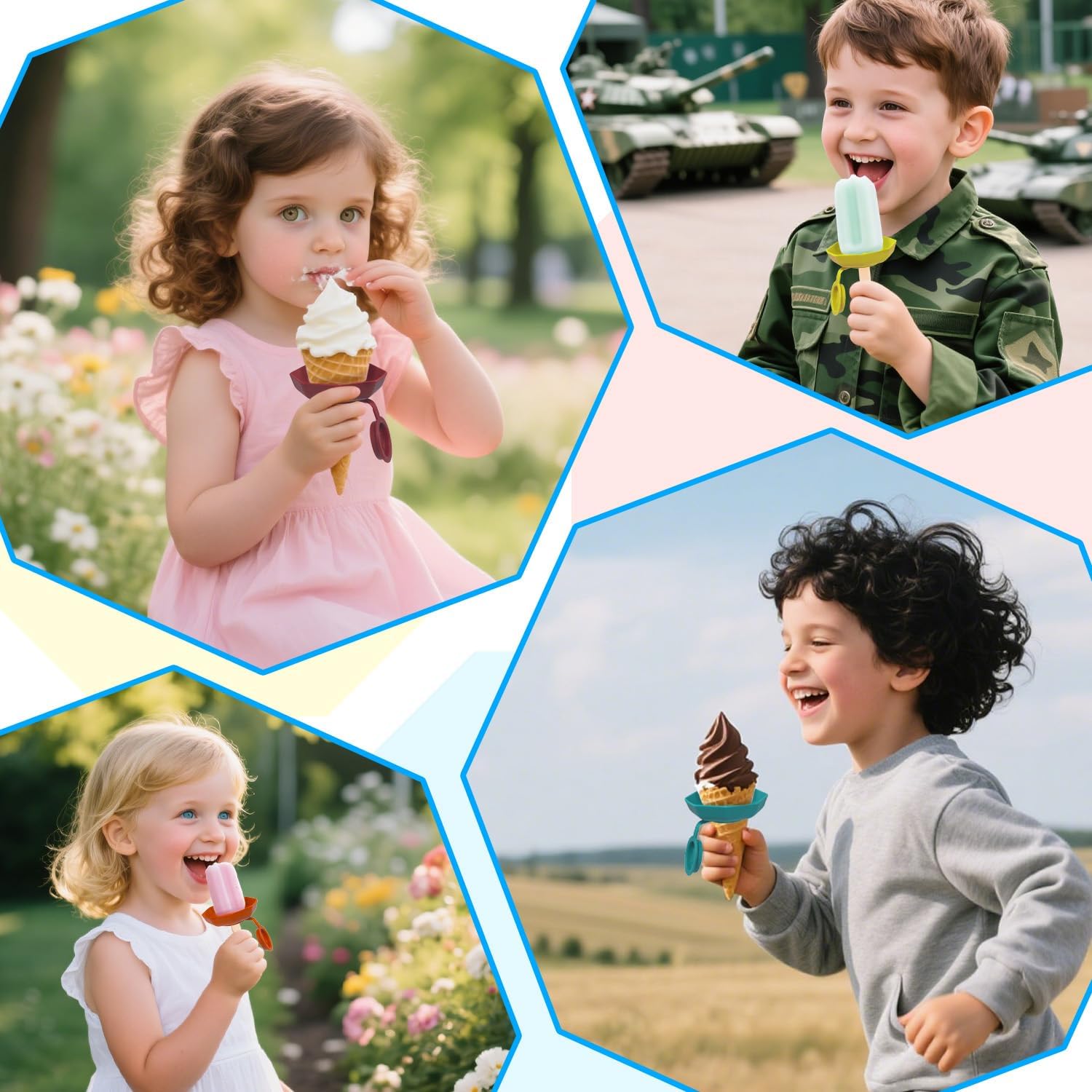 4 Pack Silicone Ice Pop and Cream Leak-Proof Holders for Kids, Portable Mess Free Cone Freeze-Proof Popsicle Tray Drip Catchers Accessories Children Summer Days Party Present - Image 6