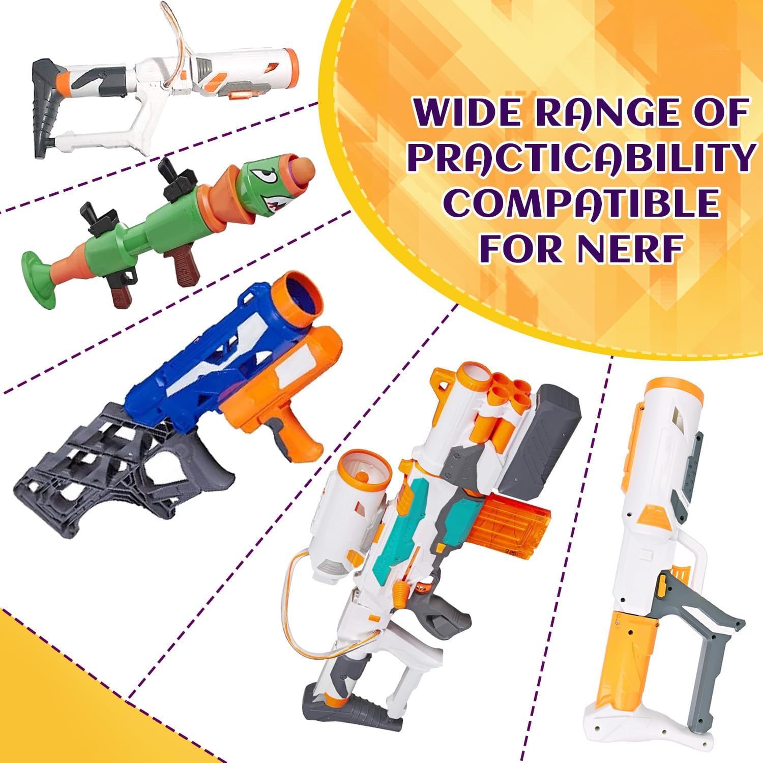 Missile Filled Foam Rocket Launcher Compatible for Nerf N-Strike Elite Series 10pcs,purple - Image 3