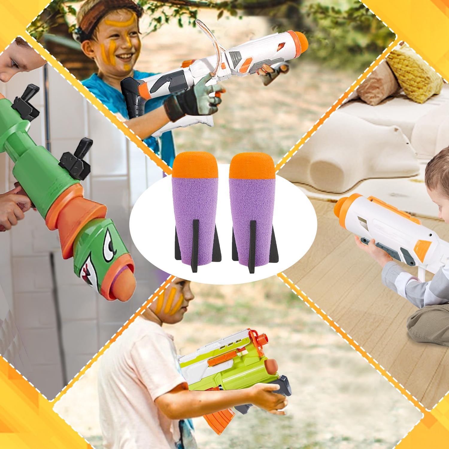 Missile Filled Foam Rocket Launcher Compatible for Nerf N-Strike Elite Series 10pcs,purple - Image 6