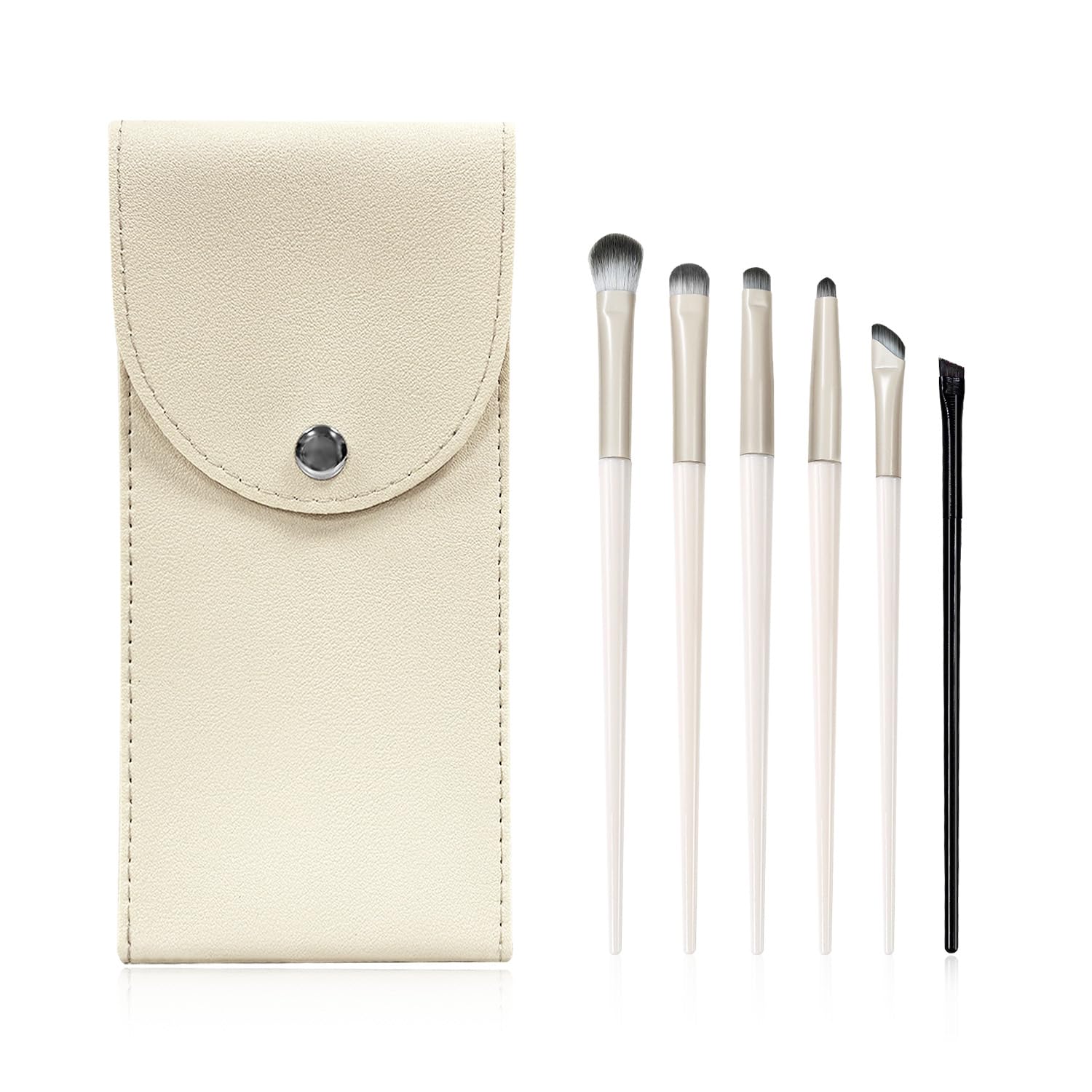 6Pcs Eye Makeup Brush Set, Soft Hairs Eyeshadow Kit, Professional Eyes for Concealer Eyebrows Eyeliner Highlighter with Snap-On Case, Beginner Friendly - Image 1