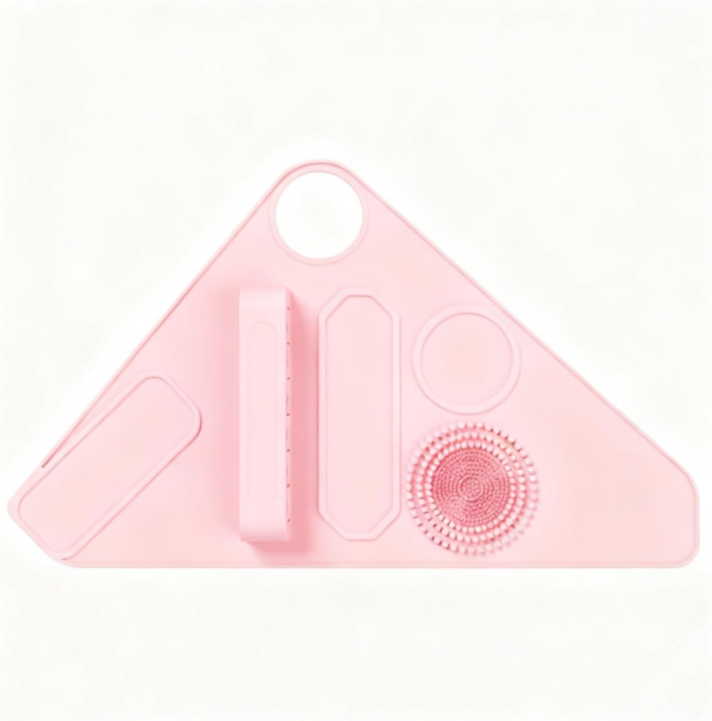 Silicone Makeup Assistant Wristband, Professional Portable Beauty Tool with Brush Holder, Color Mixing Palette & Cleaning Zone, Adjustable Hand Strap for Artists Daily Use(Pink) - Image 1