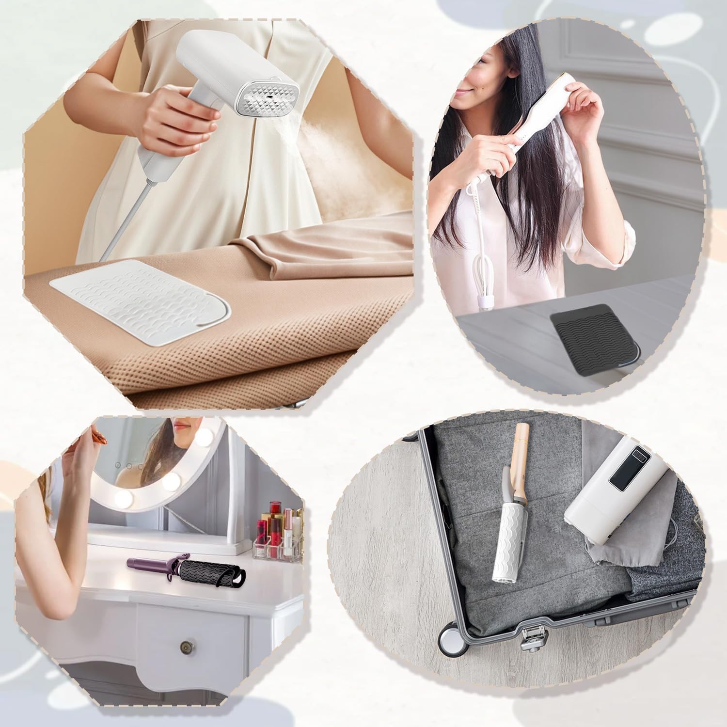 2 Pcs Silicone High Heat Resistant Mat for Hair Styling Tools, Portable Hot Protection Pad Curling Iron, Straighteners, Ideal Home, Makeup, Travel & Salon Use(8.46*6.3IN, Black+White) - Image 6
