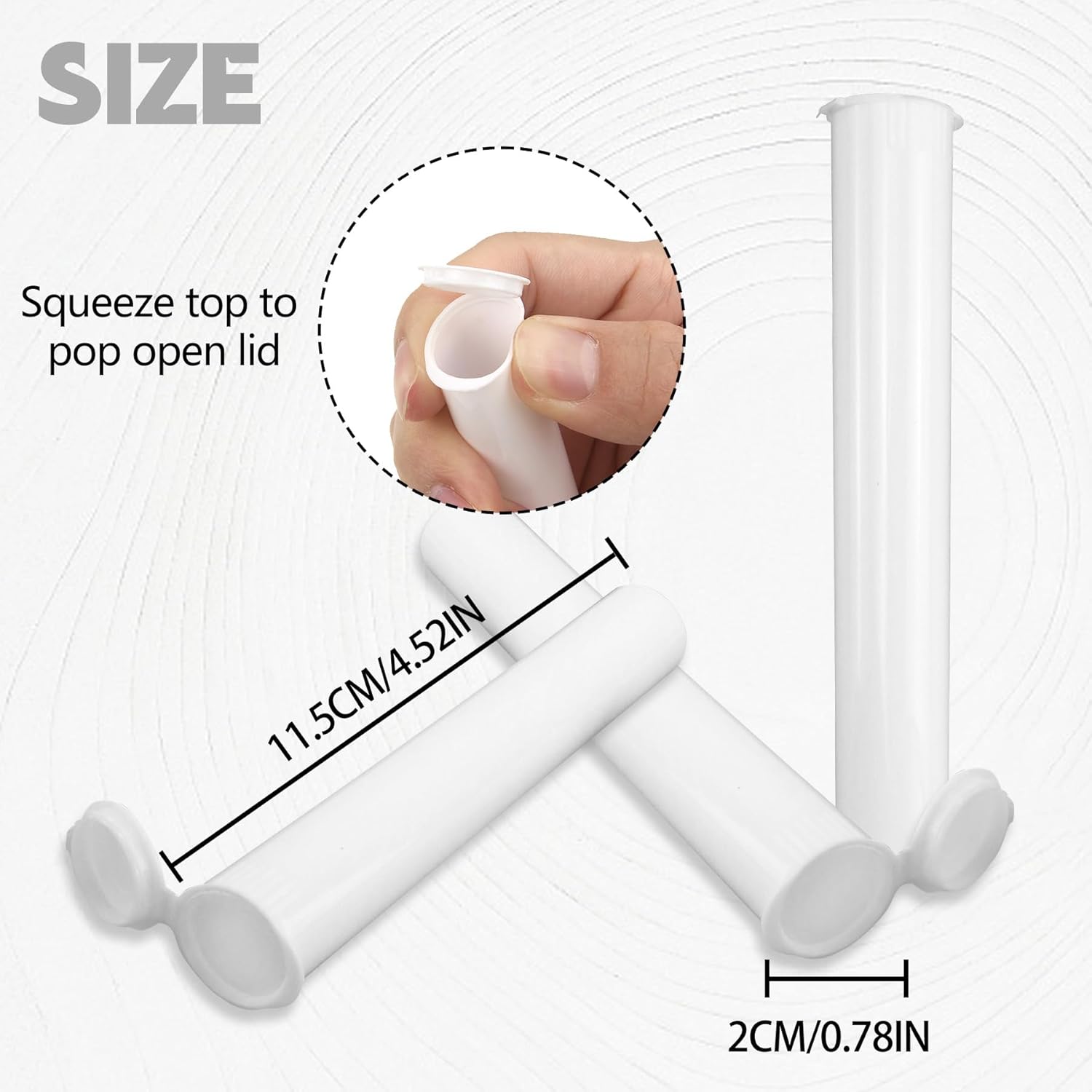 116mm 6pcs Waterproof Cigarette Storage Tubes Squeeze Bottles with Caps Airtight Sealing Plastic Container Protect Pre-Roll Cigarettes Cigarillos (White) - Image 2