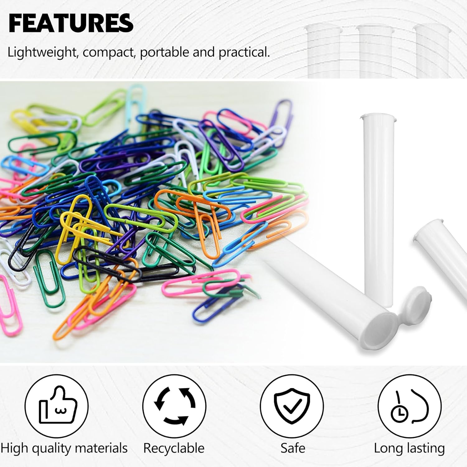 116mm 6pcs Waterproof Cigarette Storage Tubes Squeeze Bottles with Caps Airtight Sealing Plastic Container Protect Pre-Roll Cigarettes Cigarillos (White) - Image 4