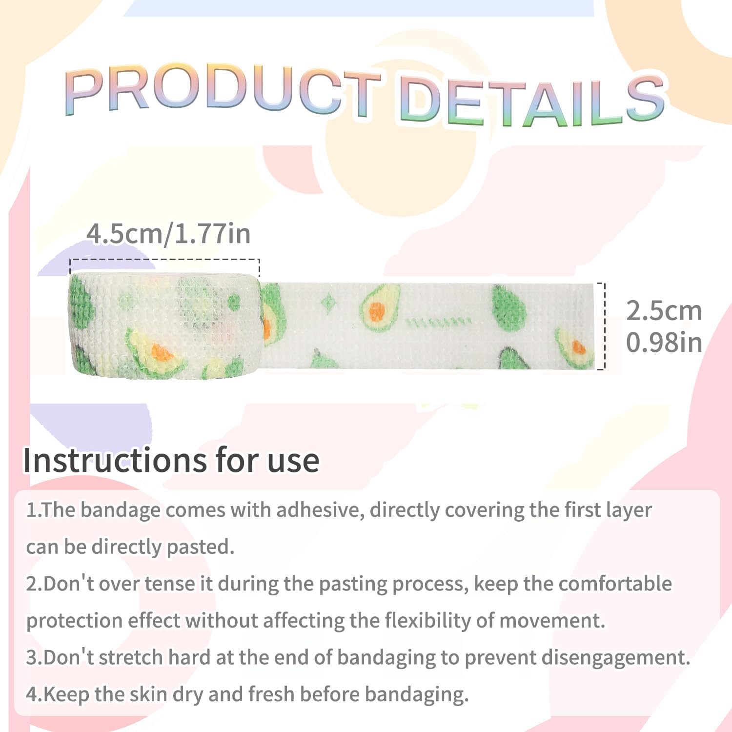 Self-Adhesive Finger Bandage - 8 Rolls of Elastic & Breathable Protector, Waterproof Cohesive Tape Sports Fixing Band Stretch Wrap (1Inch x 5 Yards, Colors) - Image 2