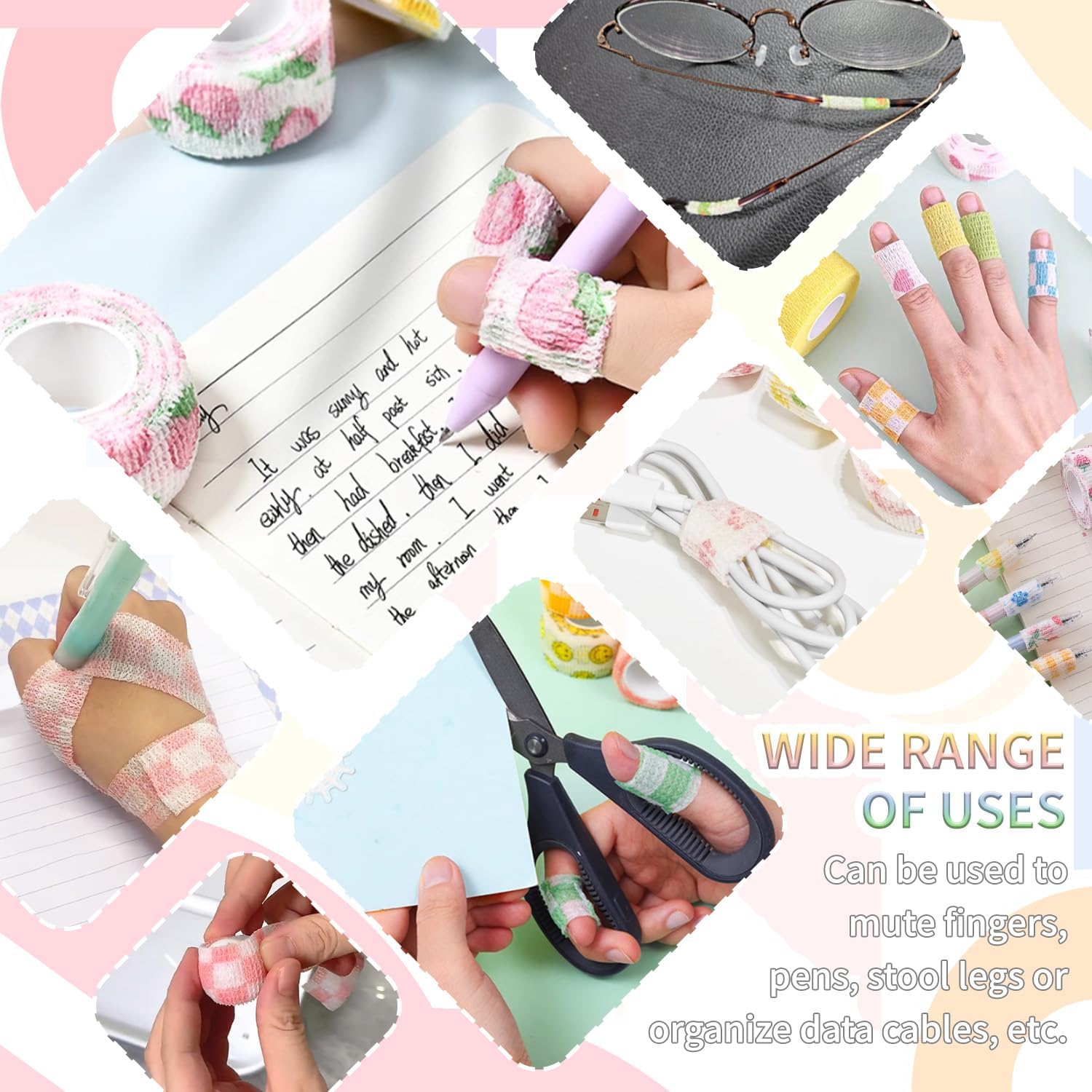 Self-Adhesive Finger Bandage - 8 Rolls of Elastic & Breathable Protector, Waterproof Cohesive Tape Sports Fixing Band Stretch Wrap (1Inch x 5 Yards, Colors) - Image 6