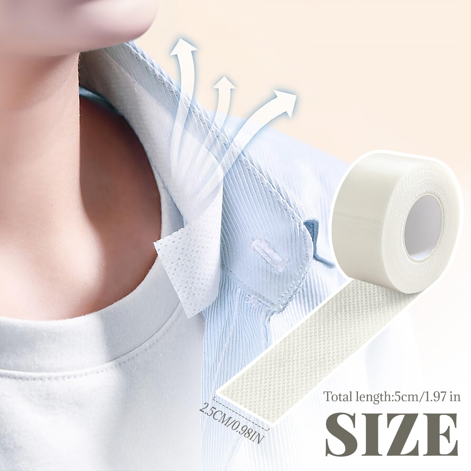 2 Rolls Collar Protector 2.5cm x 5m Invisible Self-Adhesive Sweat Pads for Shirt Collars & Hat Brims, Disposable Cutting Length Sweat-Absorbing Neckline Tape Neck Liner Against Stain - Image 2