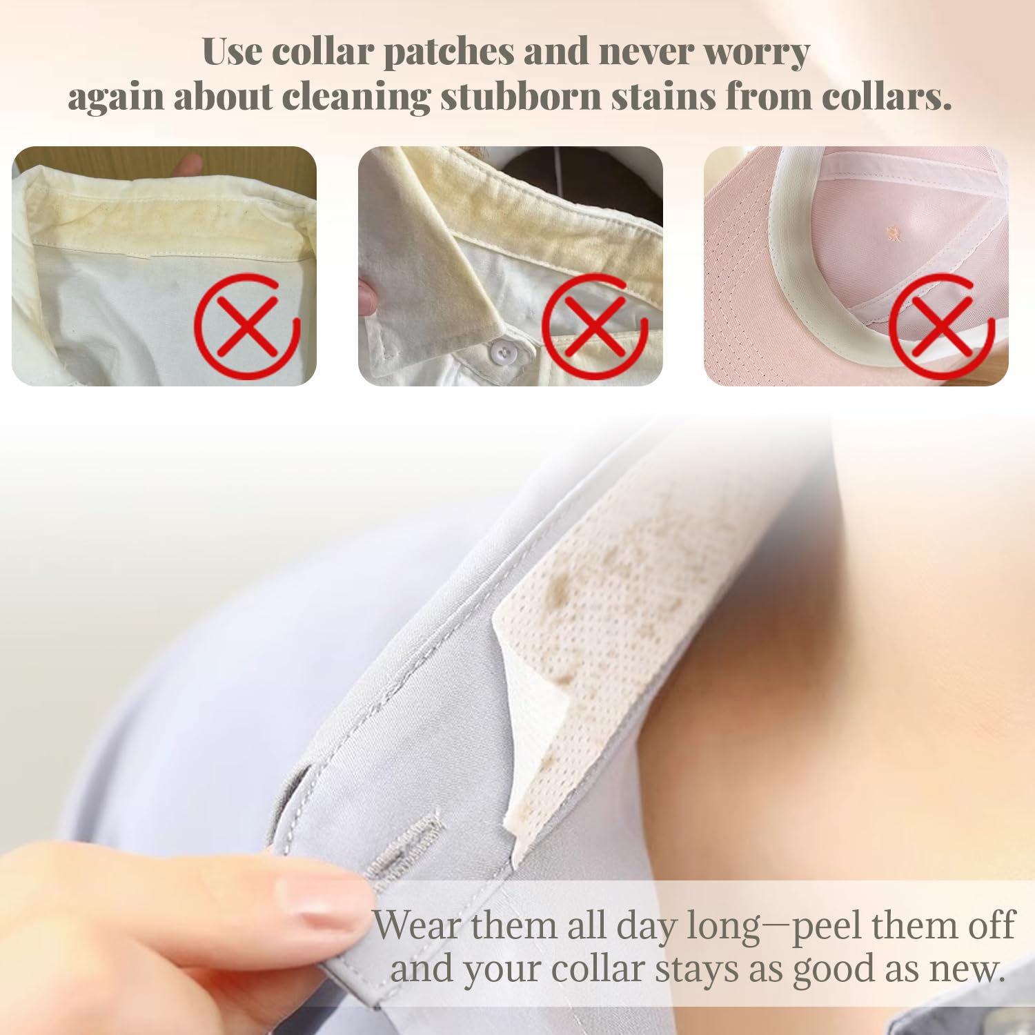 2 Rolls Collar Protector 2.5cm x 5m Invisible Self-Adhesive Sweat Pads for Shirt Collars & Hat Brims, Disposable Cutting Length Sweat-Absorbing Neckline Tape Neck Liner Against Stain - Image 4