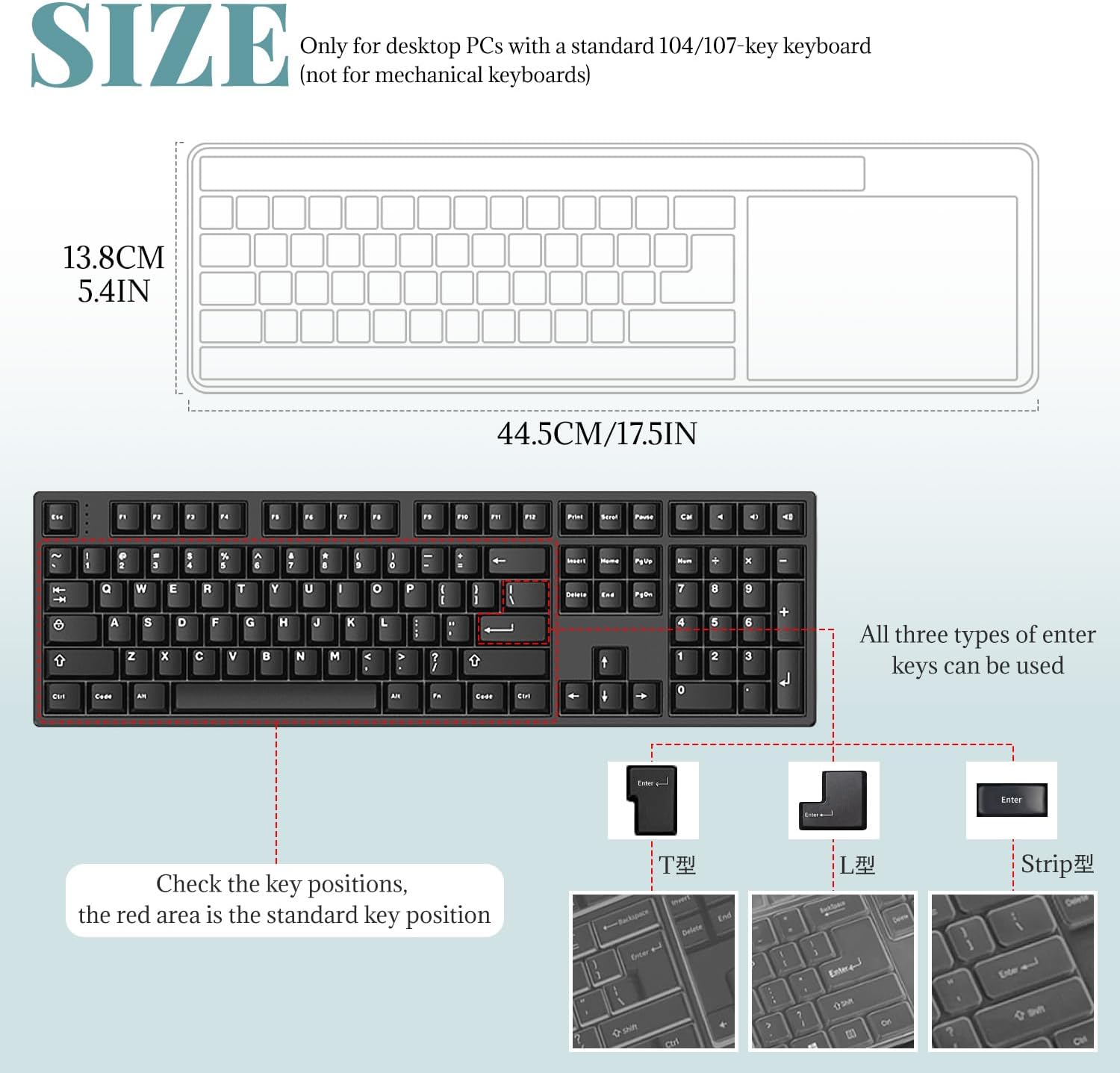 Clear PC Desktop Keyboard Cover, Universal Silicone Protector Skin for 104/107 Keys, Ultra-Thin, Waterproof, Dustproof, Anti-Slip Fits Most Standard Keyboards - Image 2