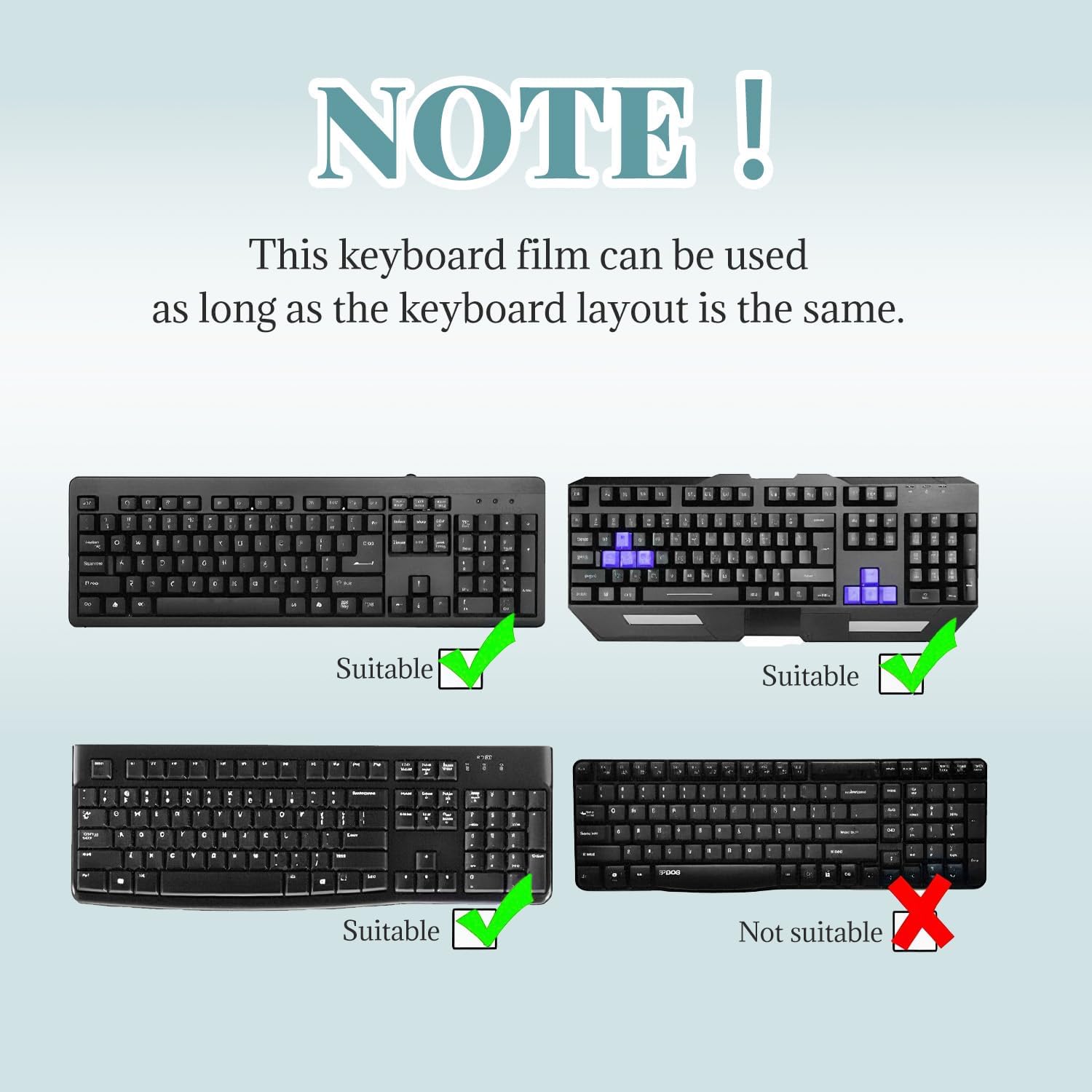 Clear PC Desktop Keyboard Cover, Universal Silicone Protector Skin for 104/107 Keys, Ultra-Thin, Waterproof, Dustproof, Anti-Slip Fits Most Standard Keyboards - Image 3