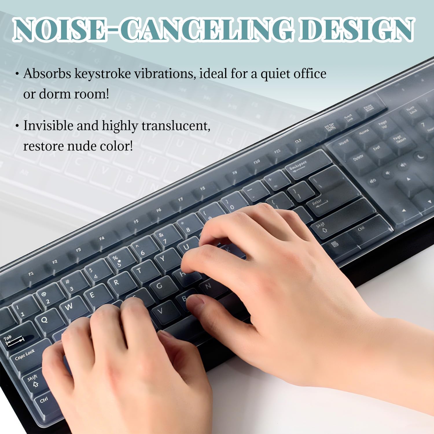 Clear PC Desktop Keyboard Cover, Universal Silicone Protector Skin for 104/107 Keys, Ultra-Thin, Waterproof, Dustproof, Anti-Slip Fits Most Standard Keyboards - Image 5
