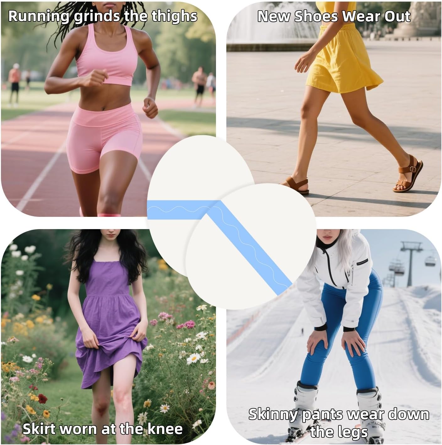 10 Pcs PU Transparent Anti-Chafing Thigh Patches, Waterproof Film Invisible Adhesive Sticker for Thigh, Knee, Heel Protection, Skin-Friendly Tape(4.5 x 3.5 in, Oval) - Image 4