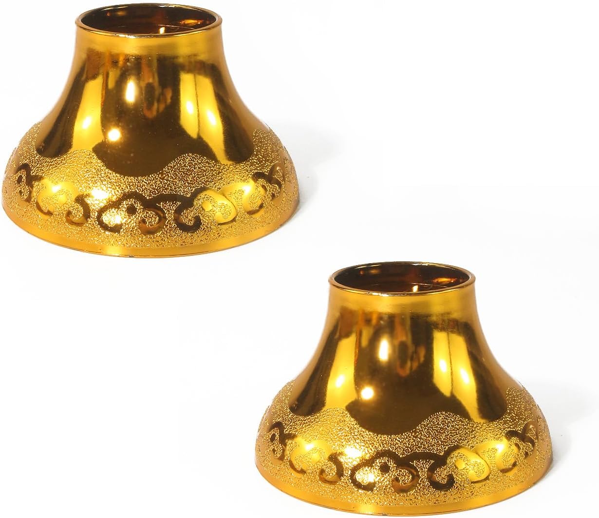 Buddhist Offering Plate Tray base with Golden Lotus Design - Serving for Fruit Offering, Home Dining,Temple Rituals( 2-Pack Base) 2PCS Base - Image 1