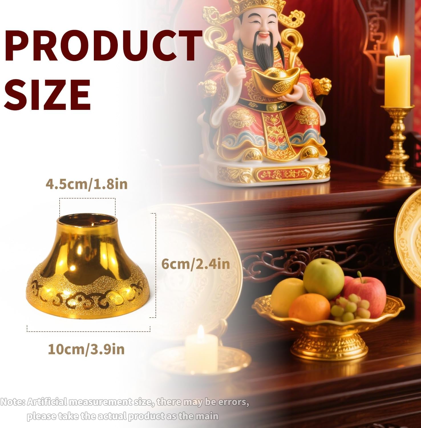 Buddhist Offering Plate Tray base with Golden Lotus Design - Serving for Fruit Offering, Home Dining,Temple Rituals( 2-Pack Base) 2PCS Base - Image 2
